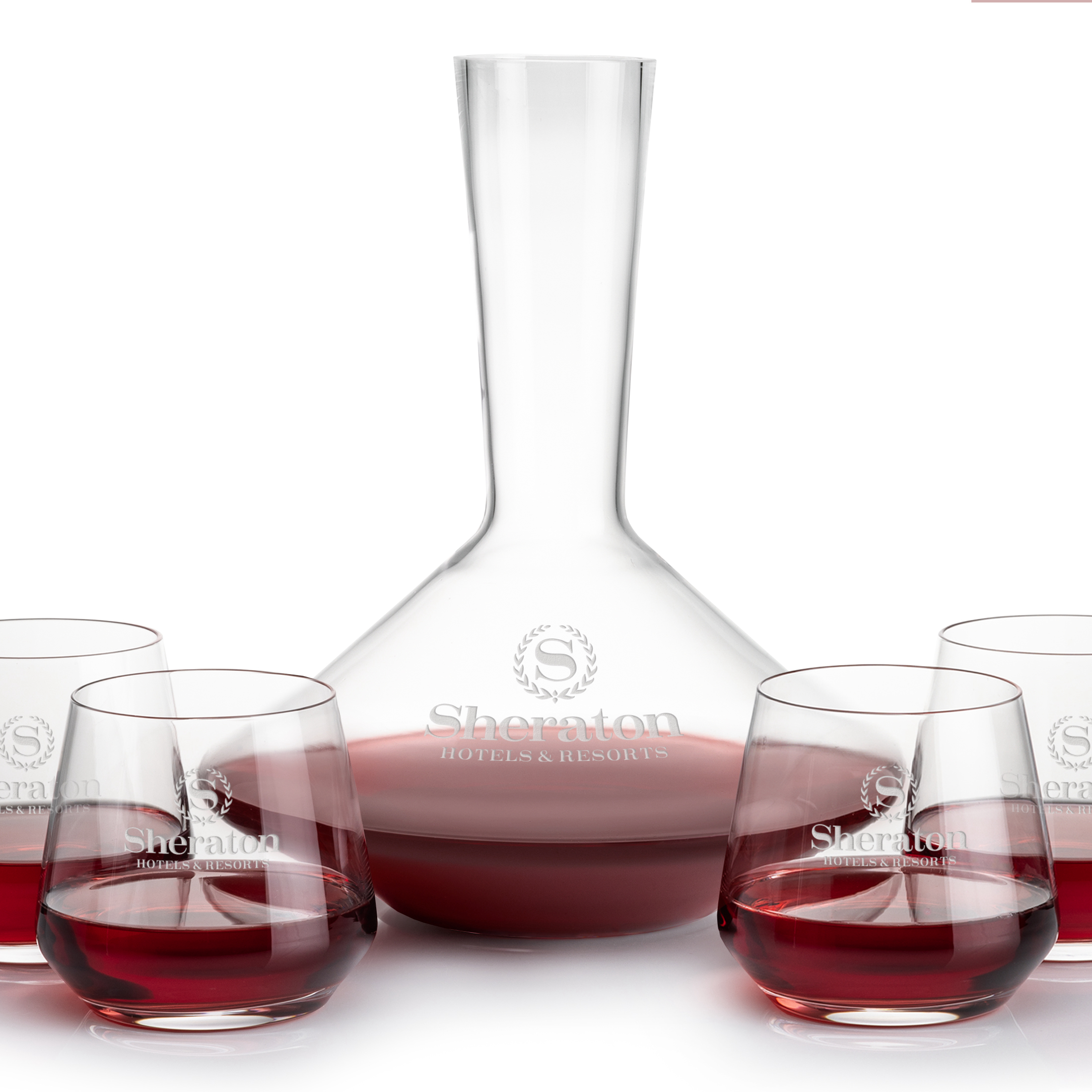 Tucson Stemless Set, Clear, Carafe & 4 Stemless Wine