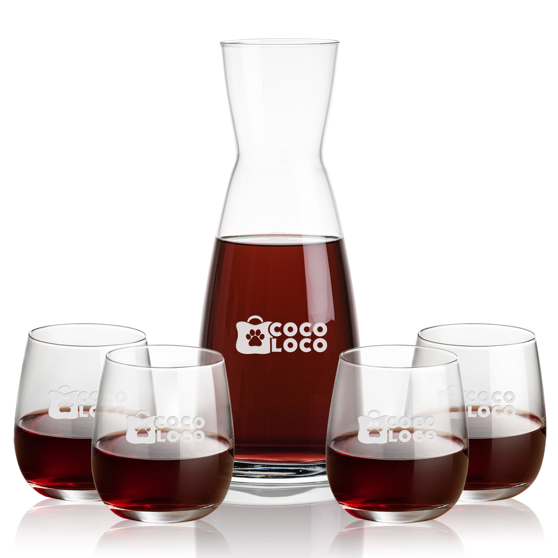 Carafe Stemless Set, Crestview Set, Carafe & 4 Stemless