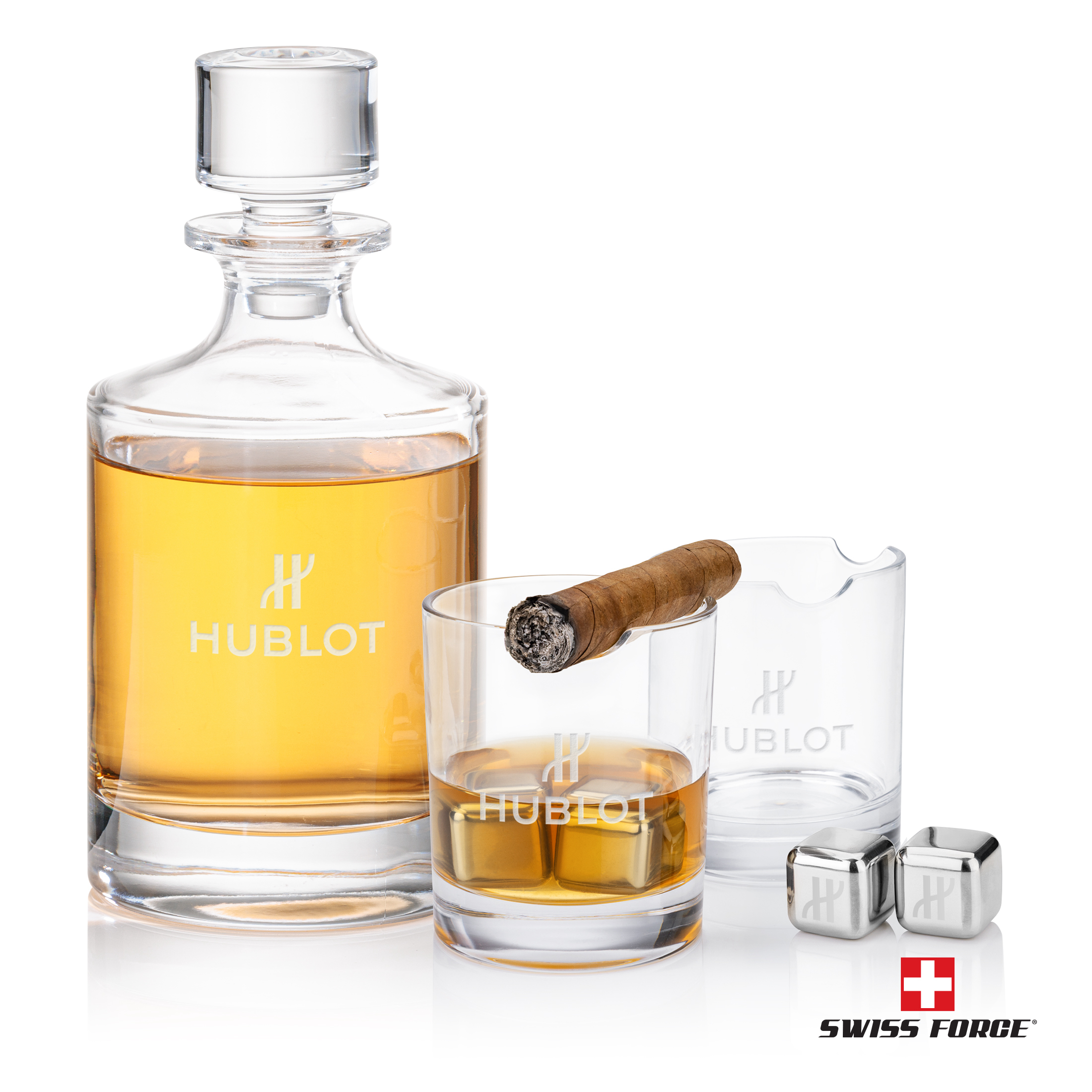 Veradero 3pc Decanter Set & S/S Ice Cubes