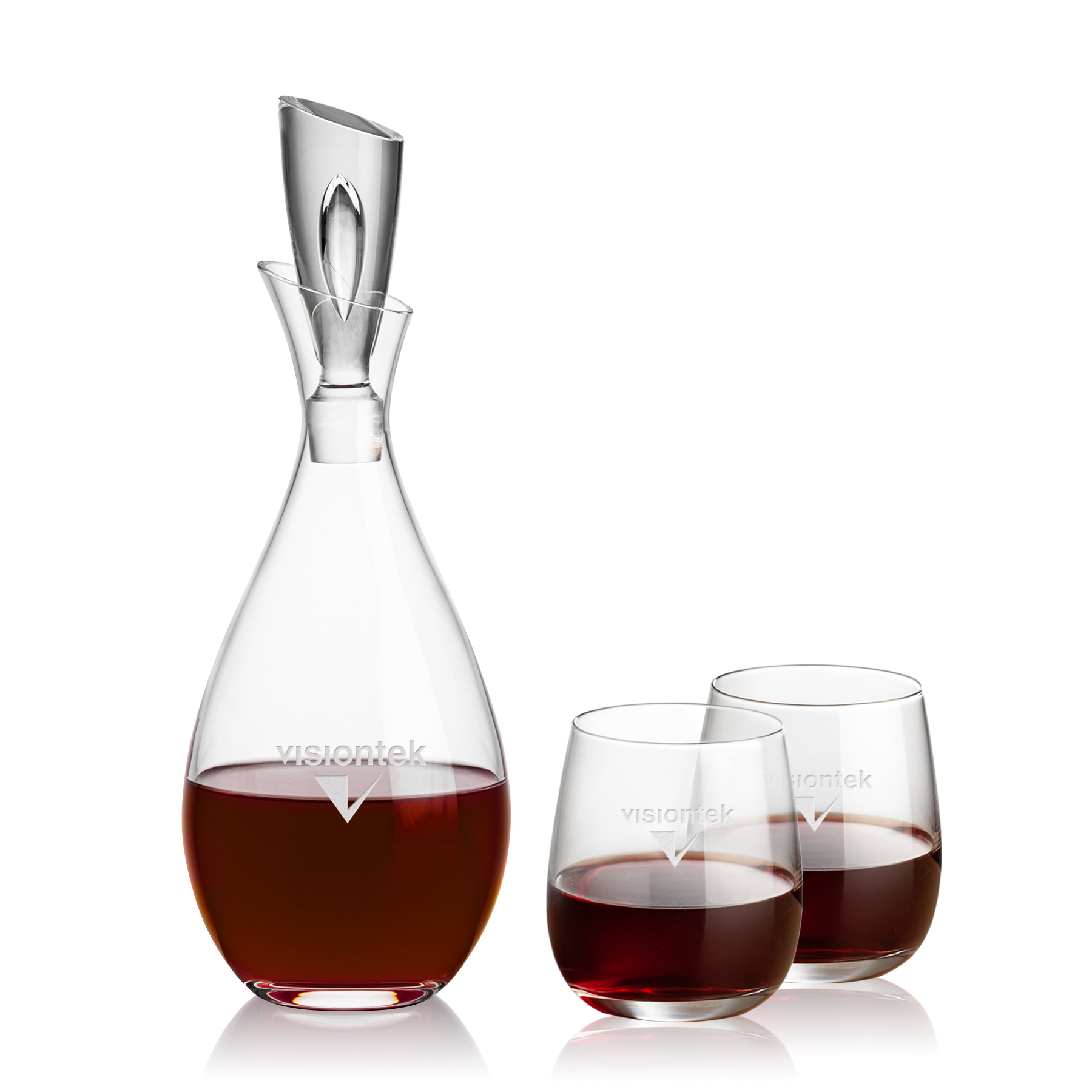 Carafe Stemless Set, Crestview Wine Set, Decanter & 2 Stemless