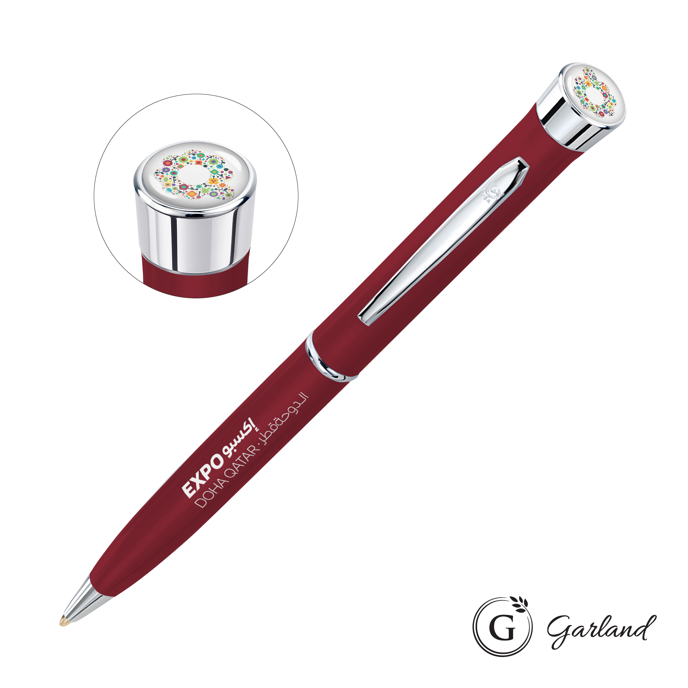 Custom, Ballpoint, Chrome, Matte Red / Chrome