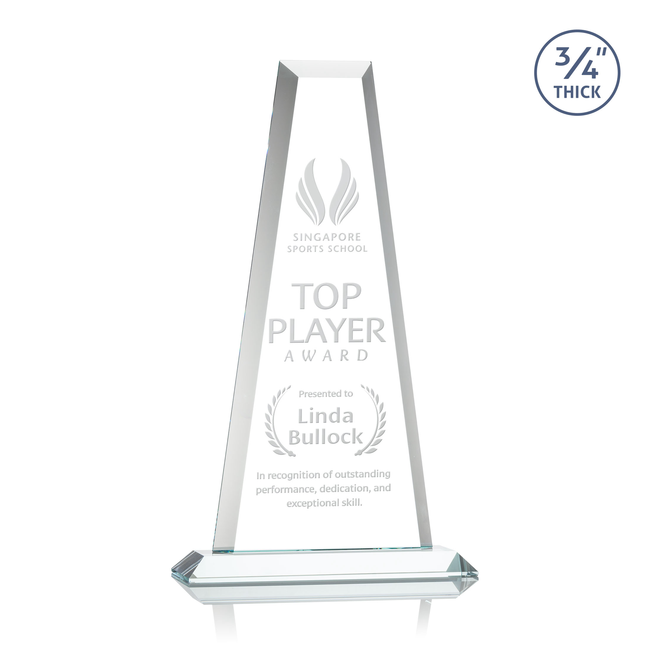 Deep Etch, Standard base, Clear, 9" x 15.75" x 3"