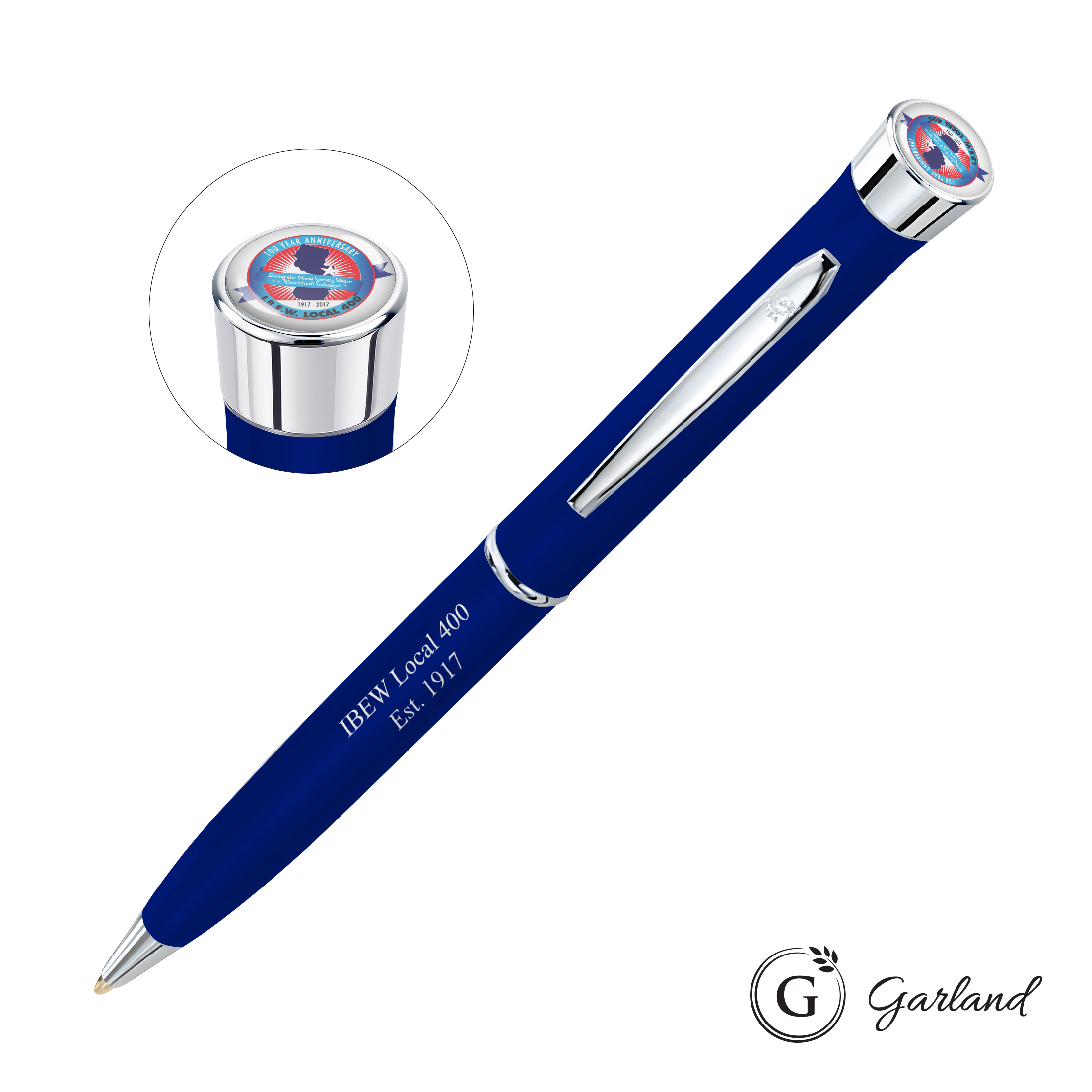 Custom, Ballpoint, Chrome, Matte Blue / Chrome