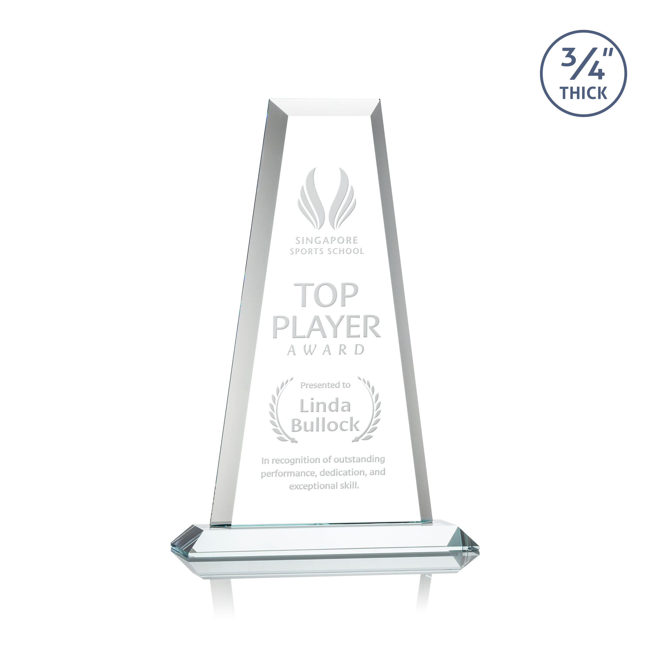 Deep Etch, Standard base, Clear, 9" x 13.75" x 3"