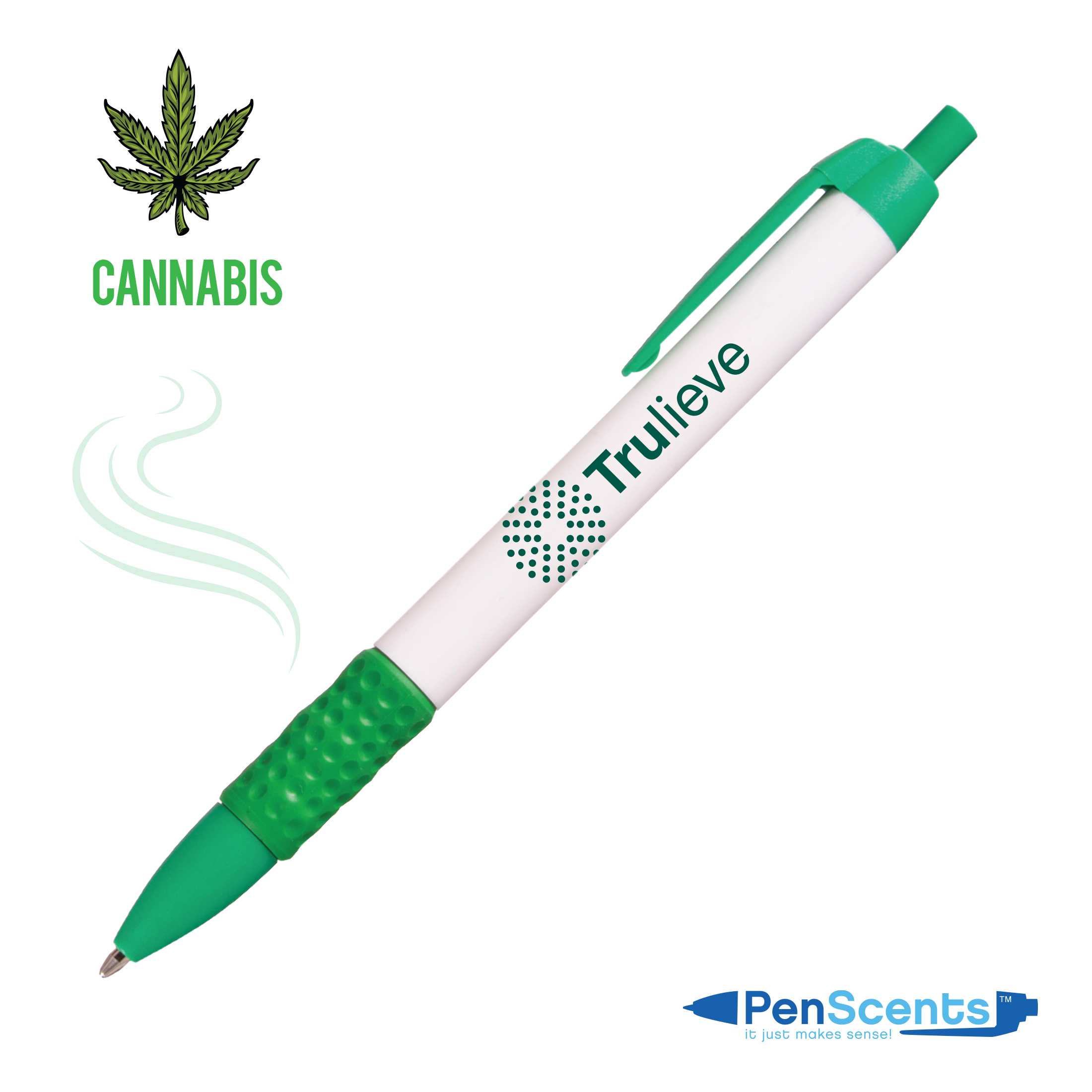 1 Color, 1 Location Imprint, Cannabis Scented Green