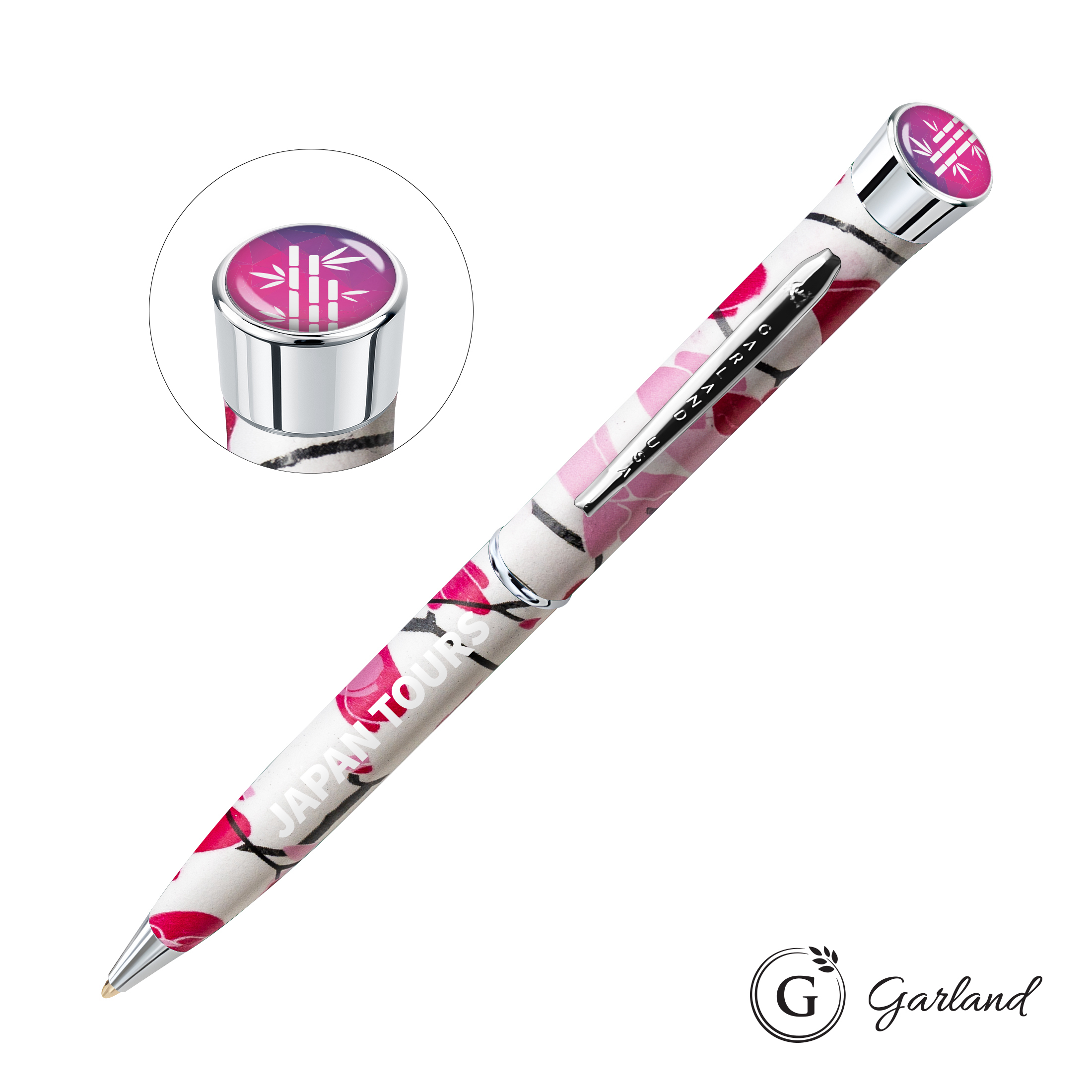 Custom, Ballpoint, Chrome, Cherry Blossom / Chrome