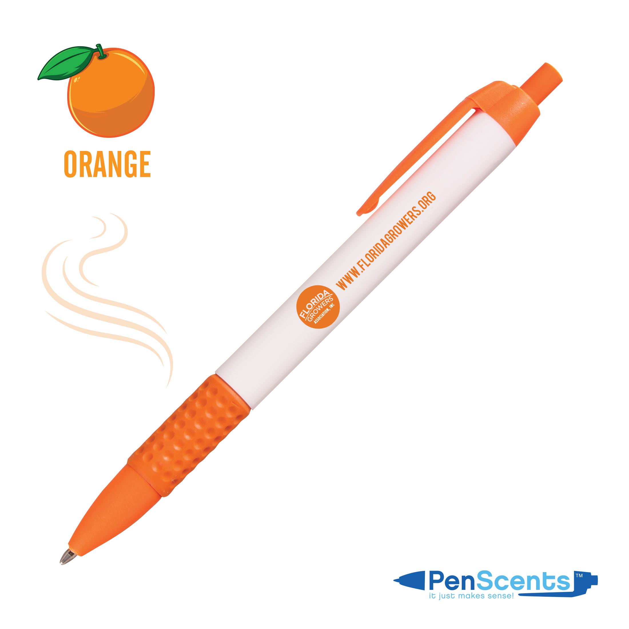 1 Color, 1 Location Imprint, Orange Soda Scented Orange