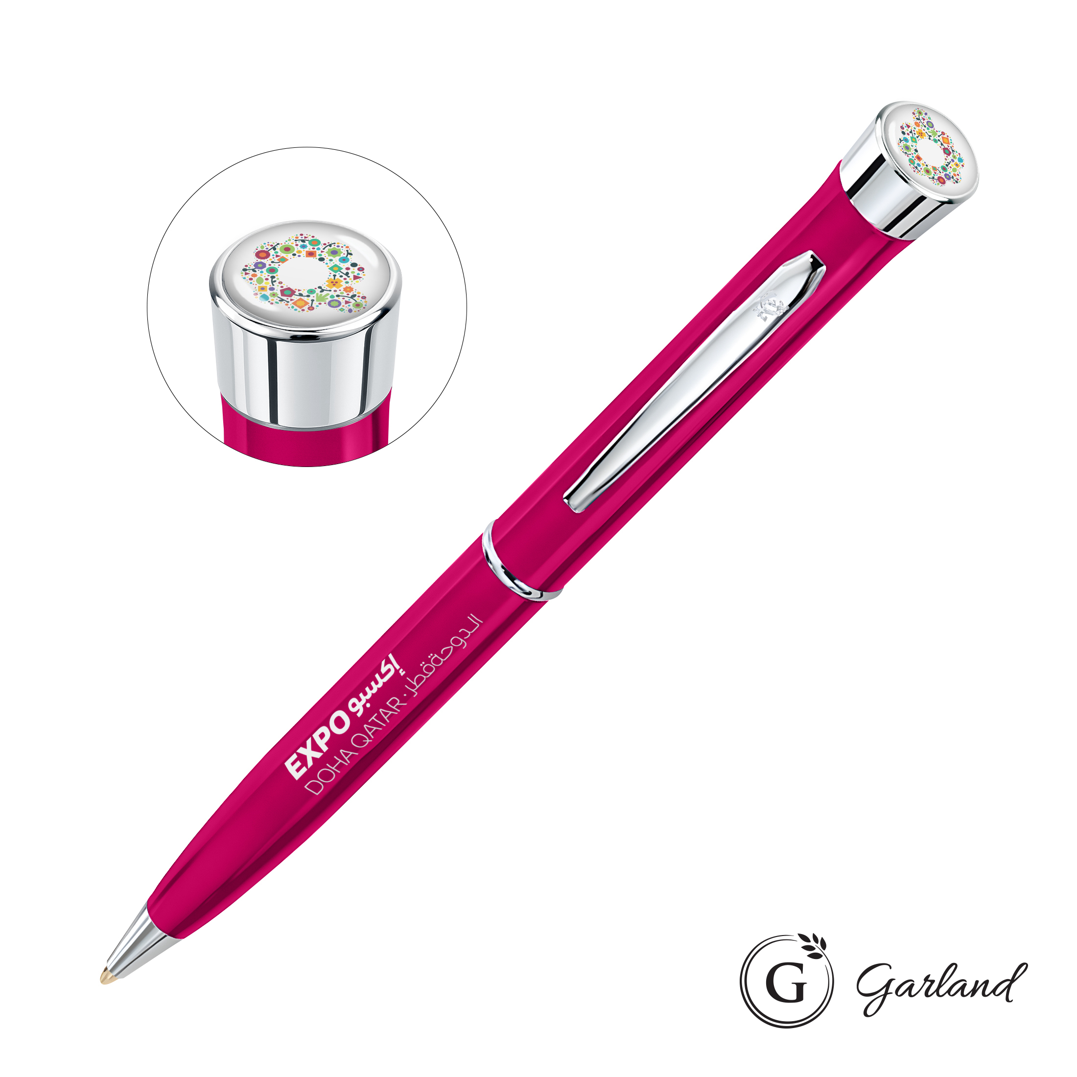 Custom, Ballpoint, Chrome, Pink / Chrome