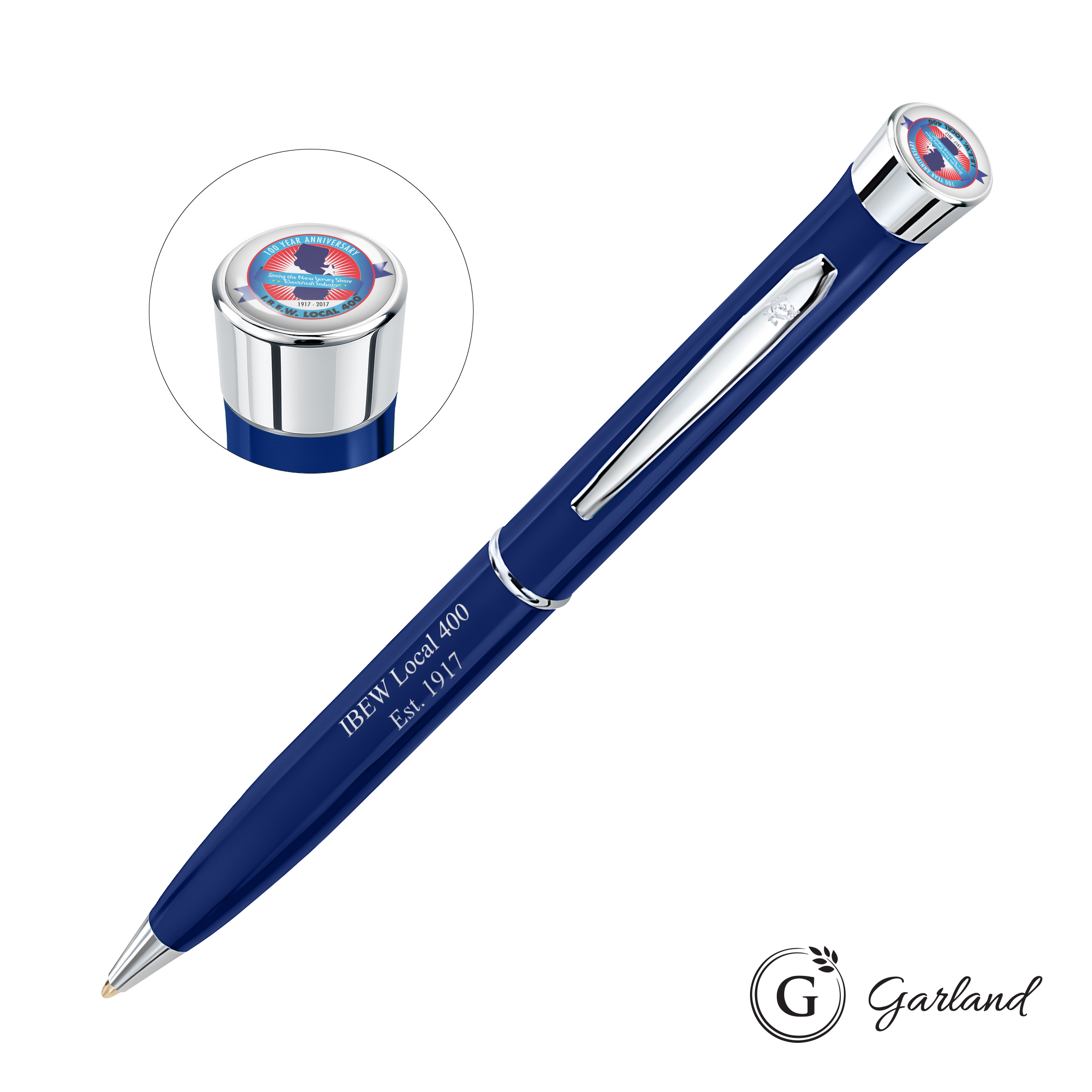 Custom, Ballpoint, Chrome, Blue / Chrome