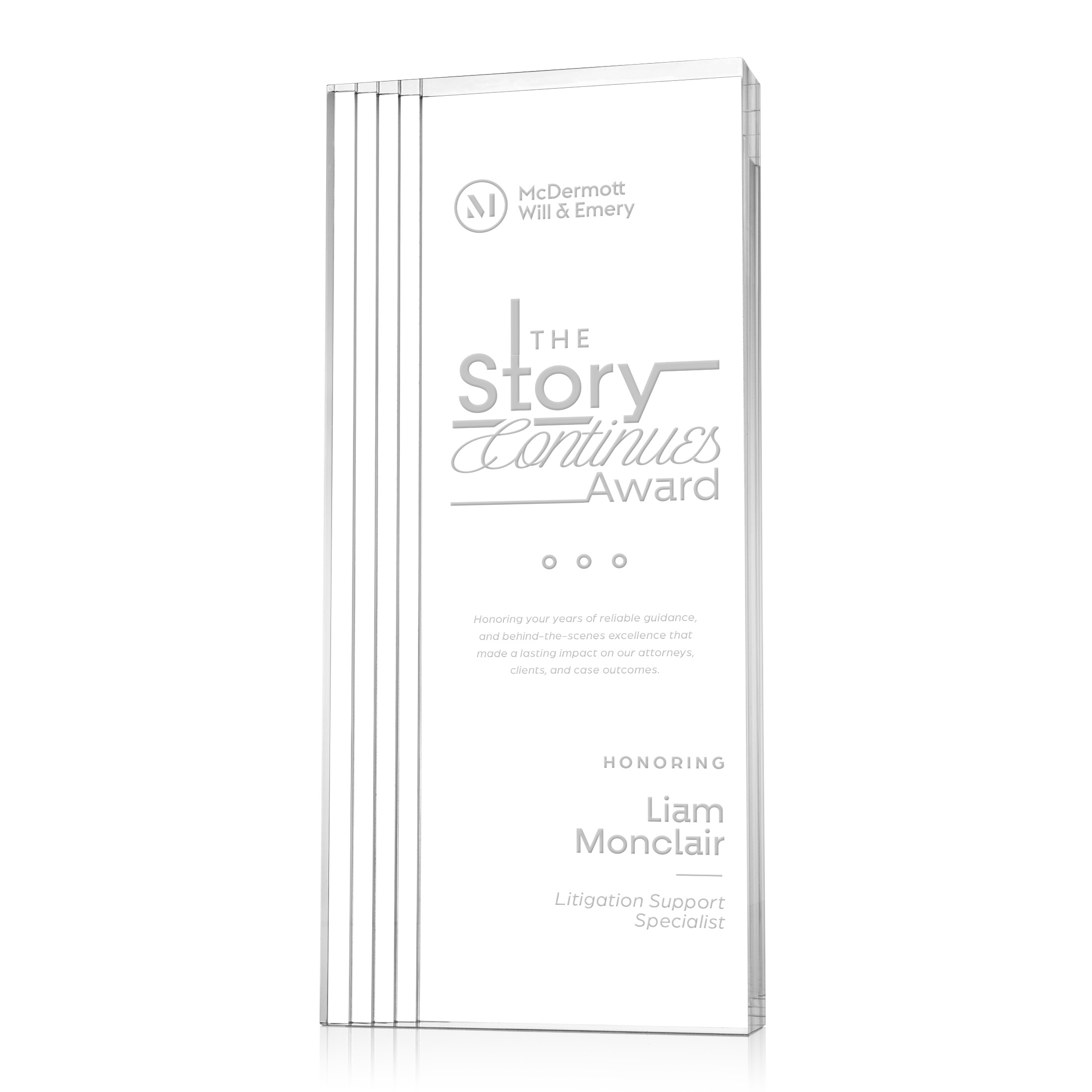 Laser Engraving, Clear, 5" x 11" x 1.125"