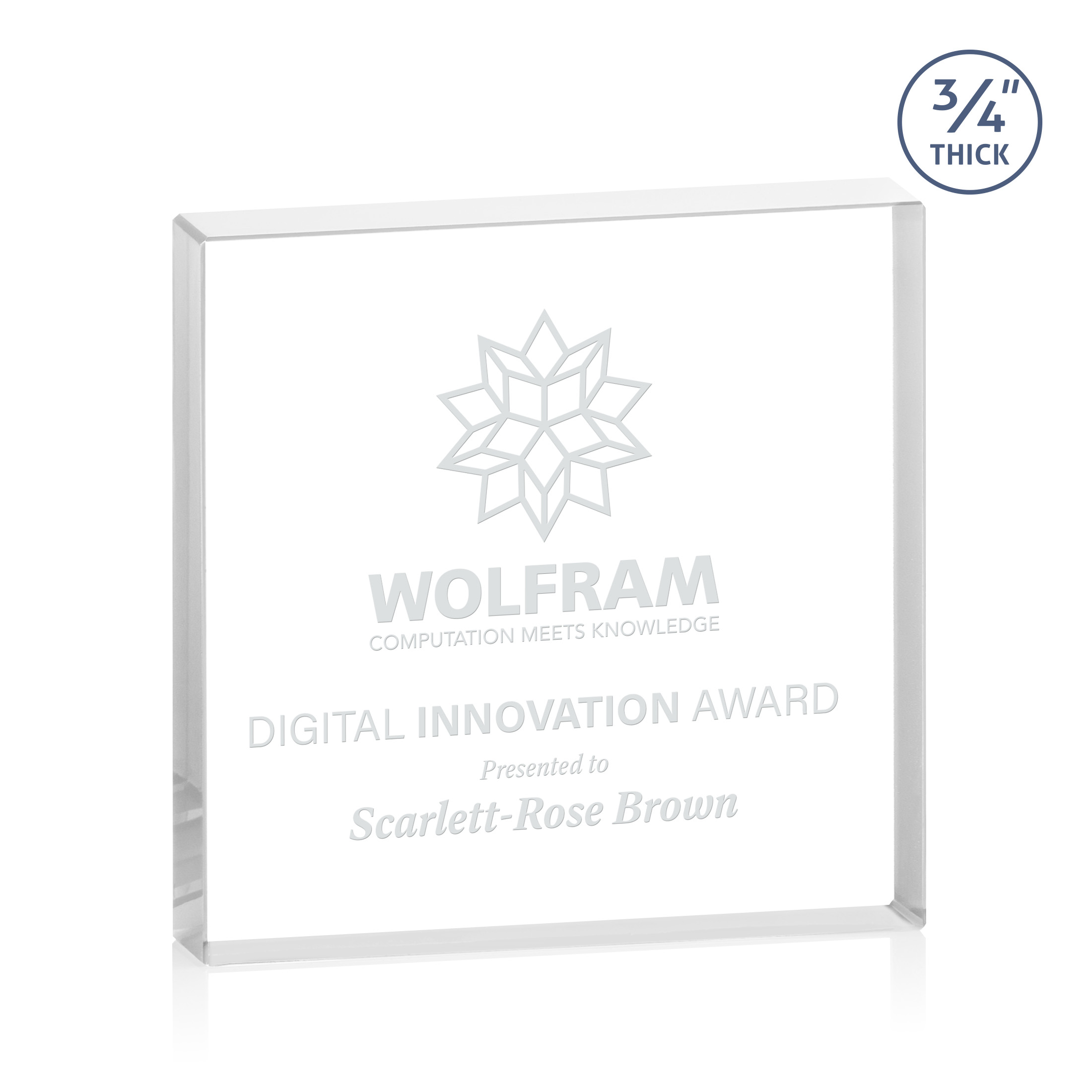 Deep Etch, Clear, 6" x 6" x 0.75"