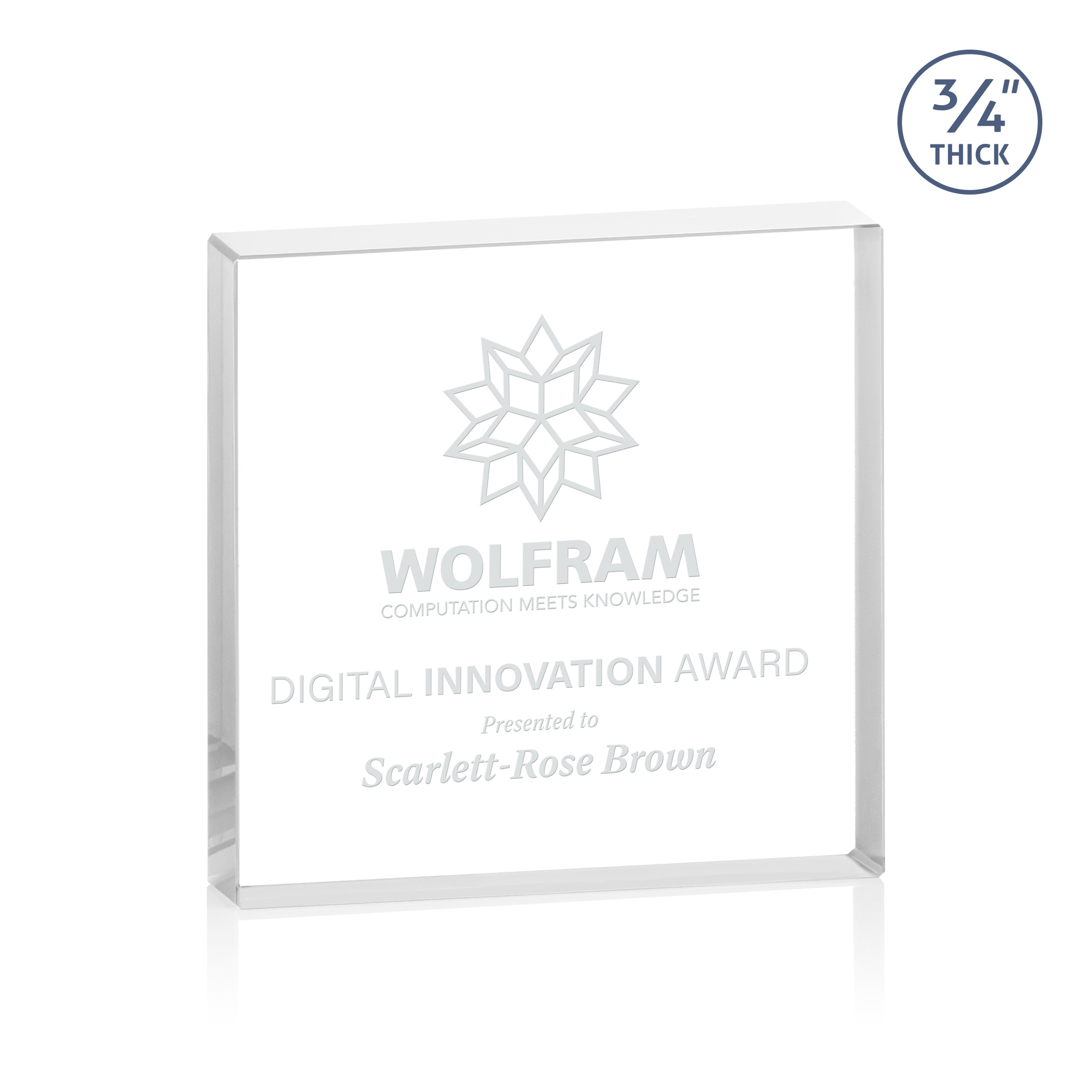 Deep Etch, Clear, 5" x 5" x 0.75"