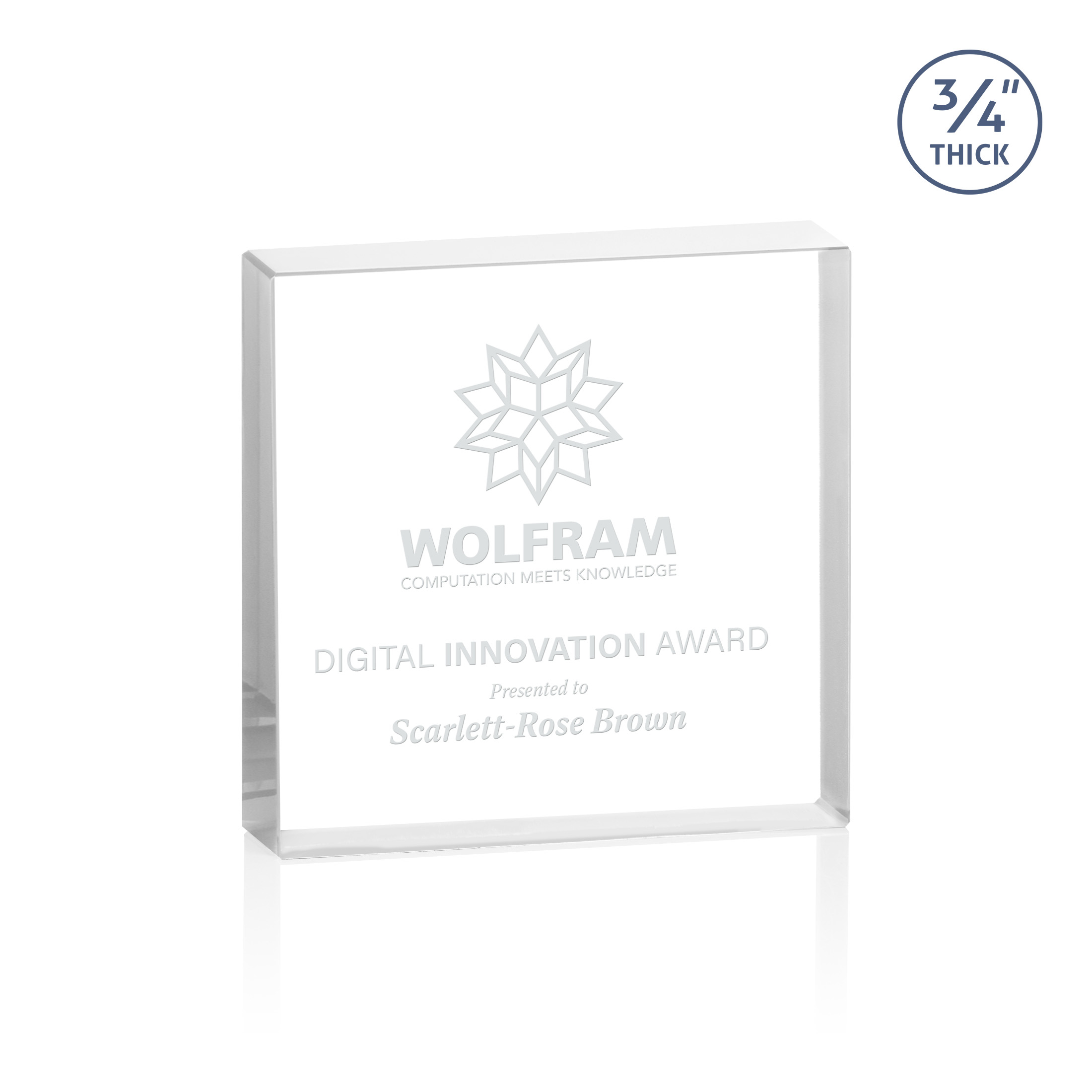 Deep Etch, Clear, 4" x 4" x 0.75"