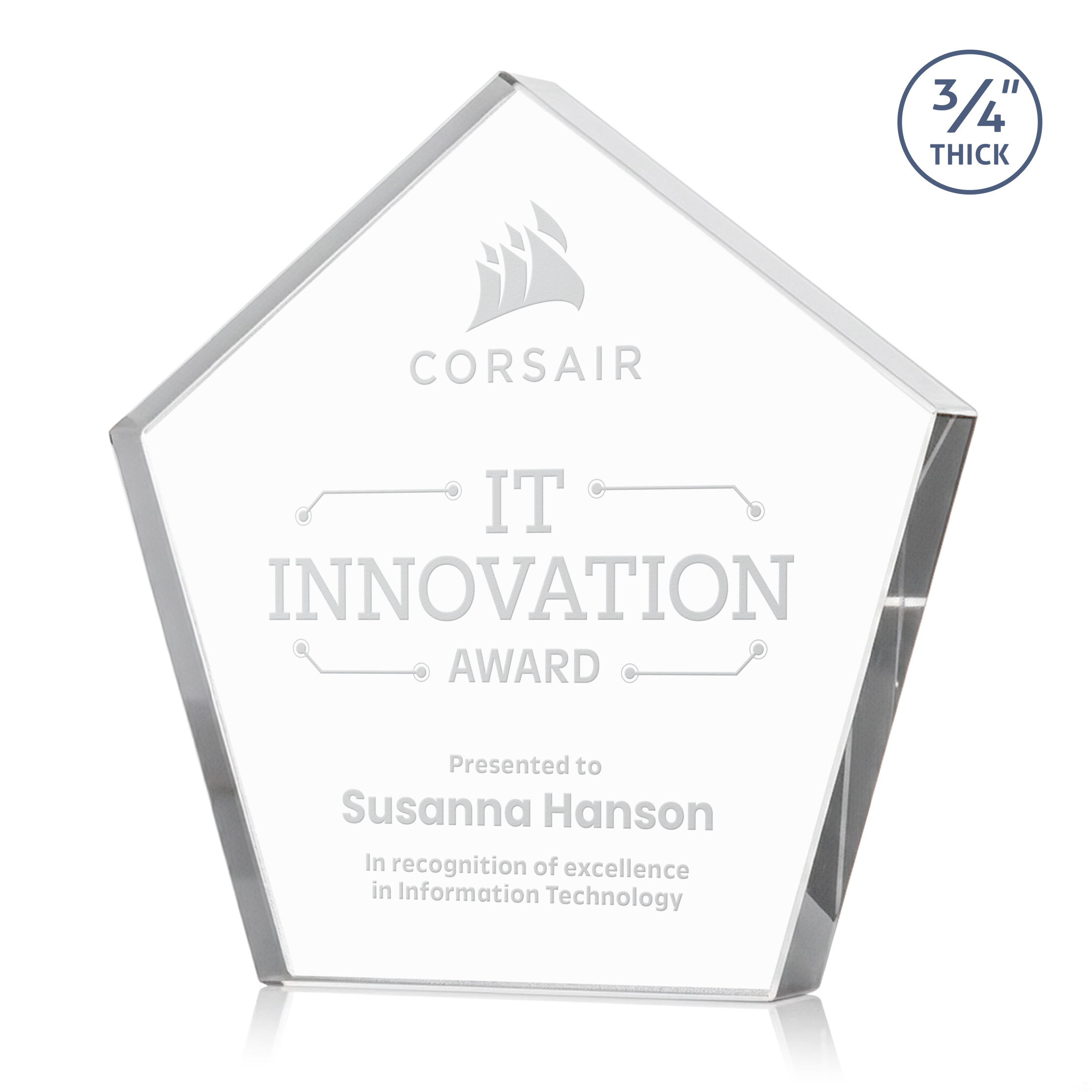 Deep Etch, Clear, 6.5" x 6.5" x 0.75"