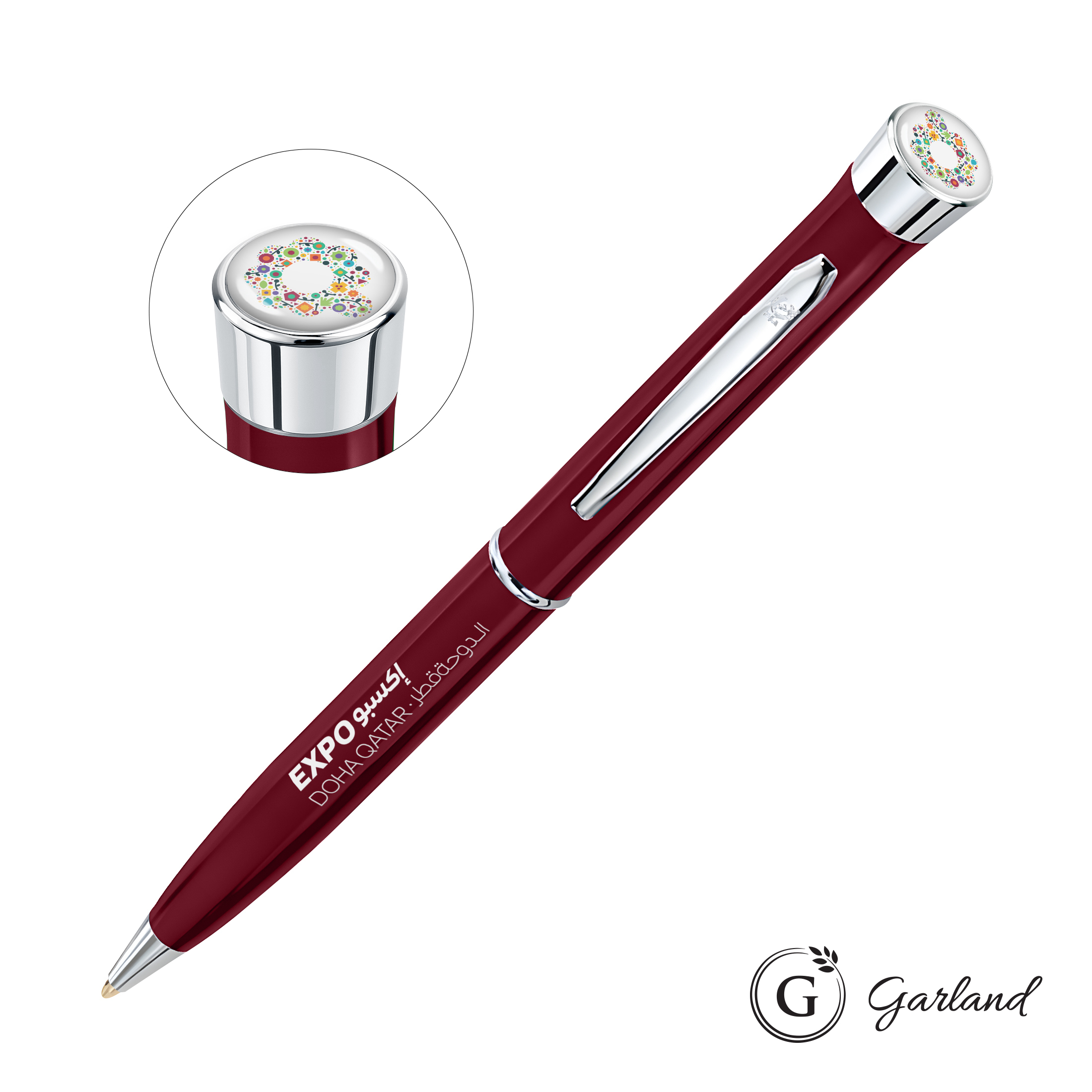 Custom, Ballpoint, Chrome, Burgundy / Chrome