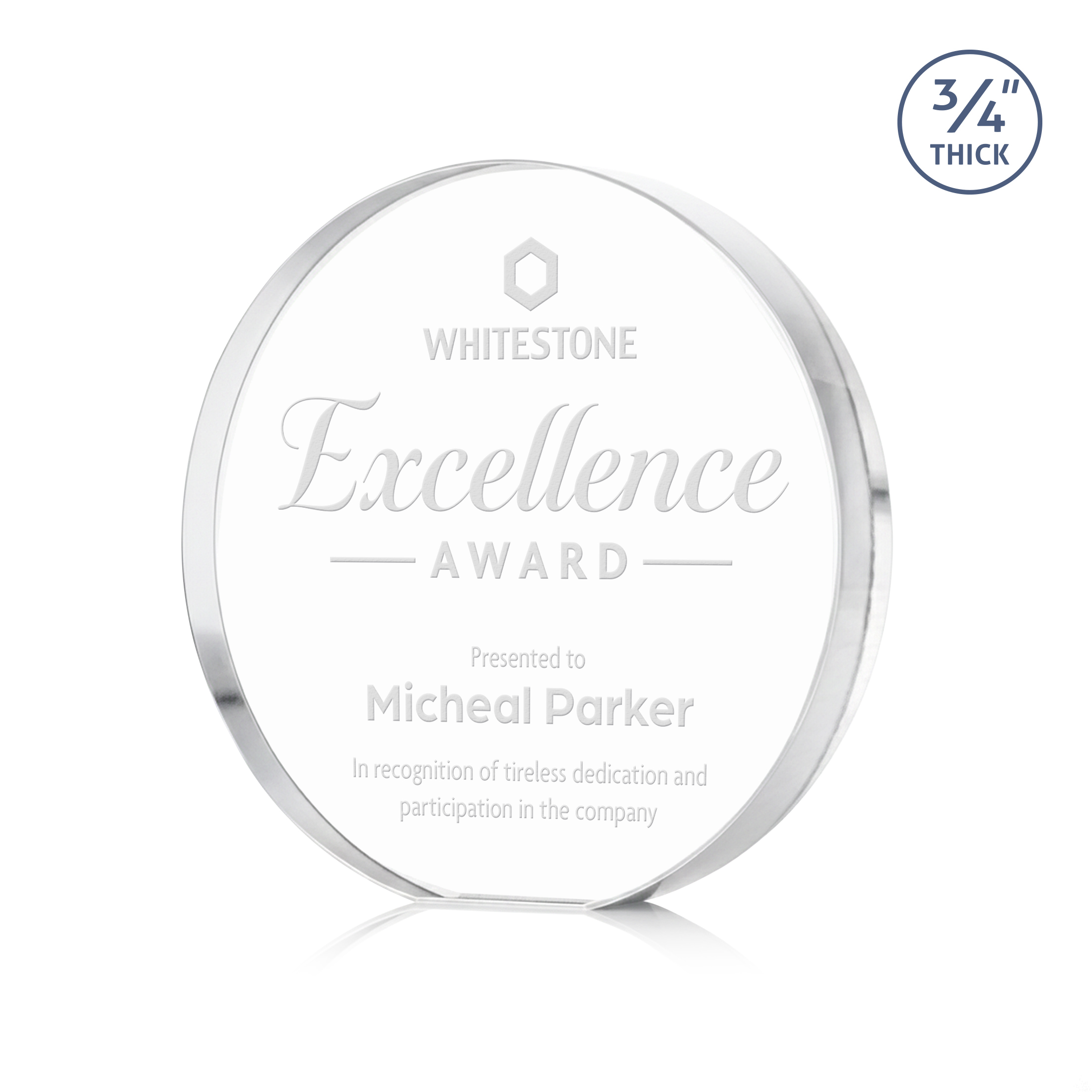 Deep Etch, Clear, 4" x 4" x 0.75"