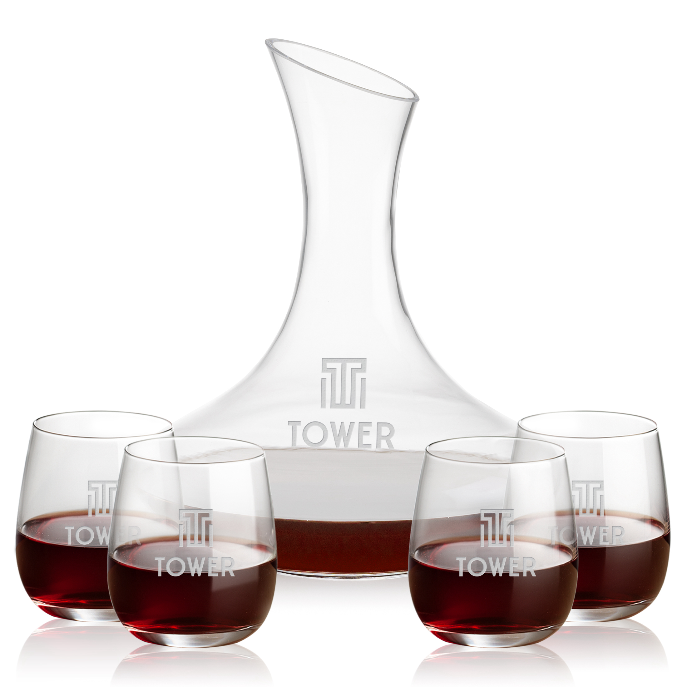 Carafe Stemless Set, Crestview Set, Carafe & 4 Stemless