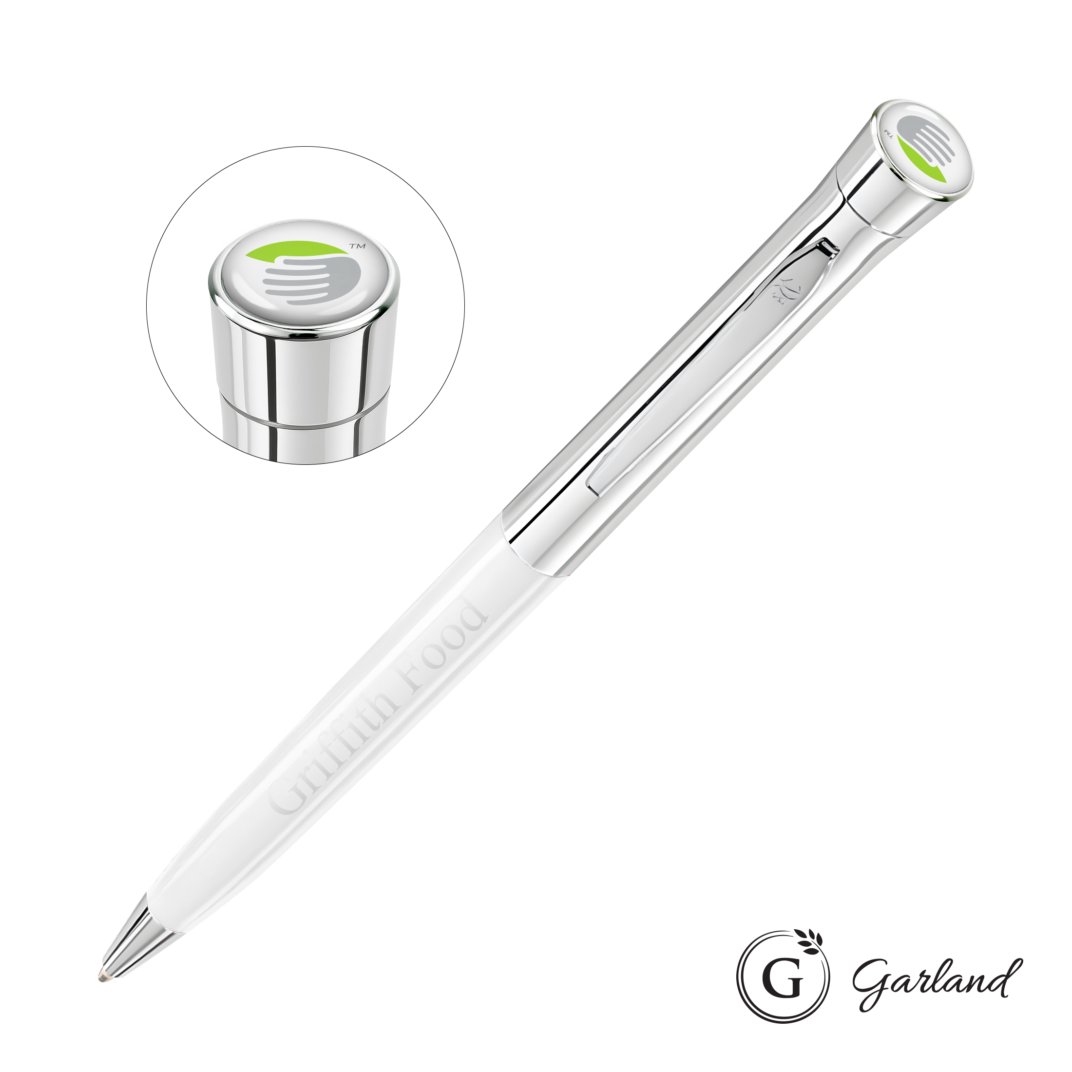 Custom, Ballpoint, Chrome, White / Chrome