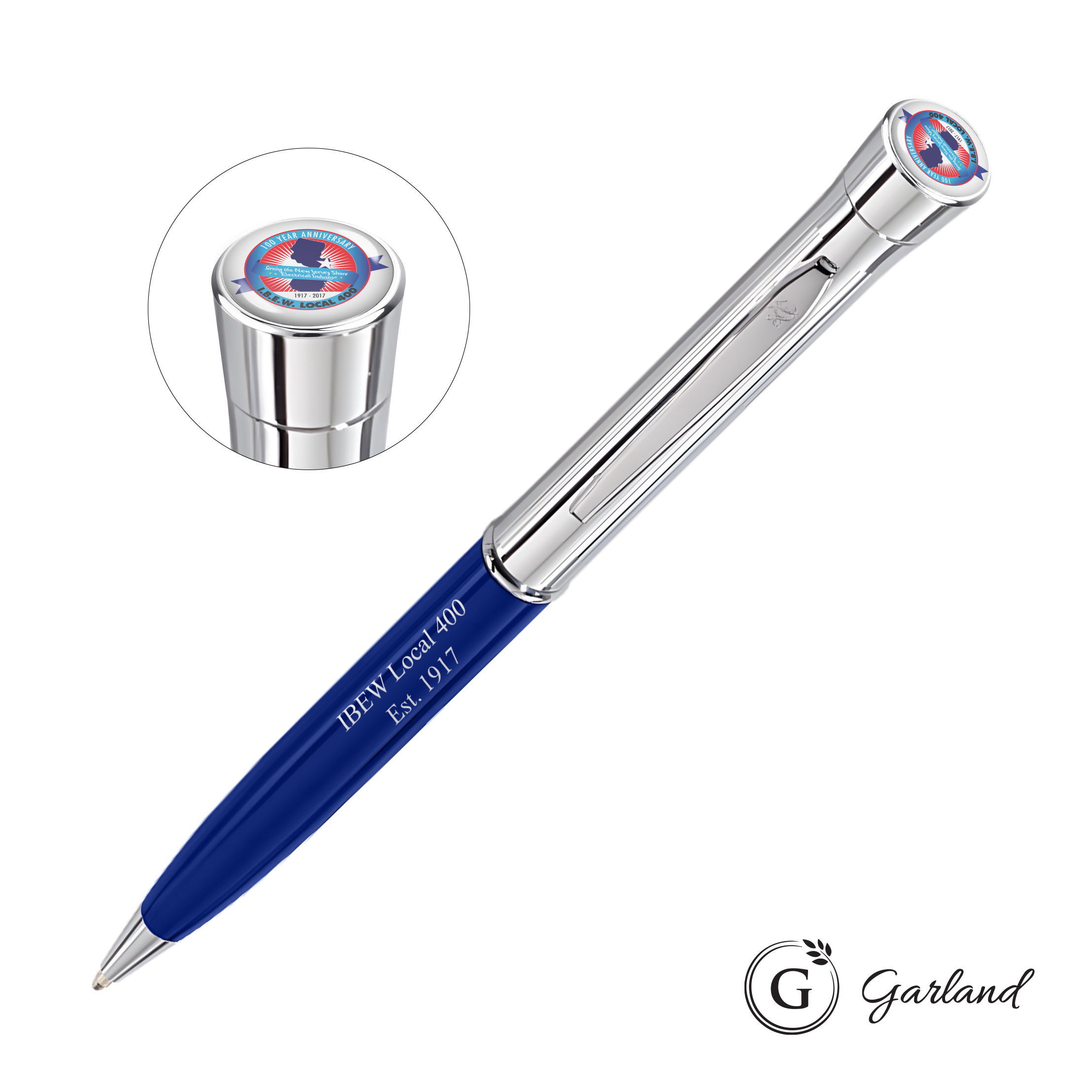 Custom, Ballpoint, Chrome, Blue / Chrome