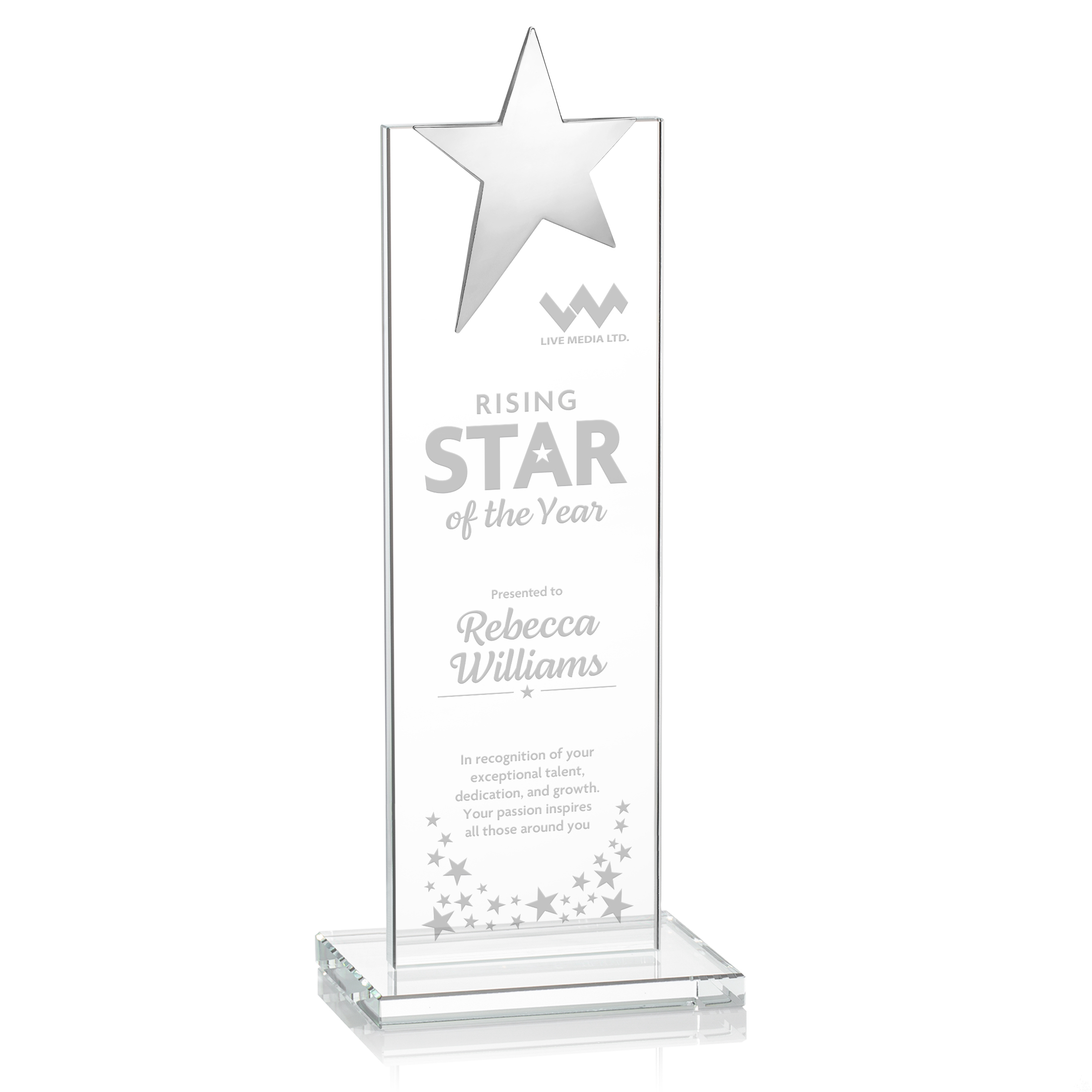 Deep Etch, Chrome, Clear, 4" x 10.375" x 3"