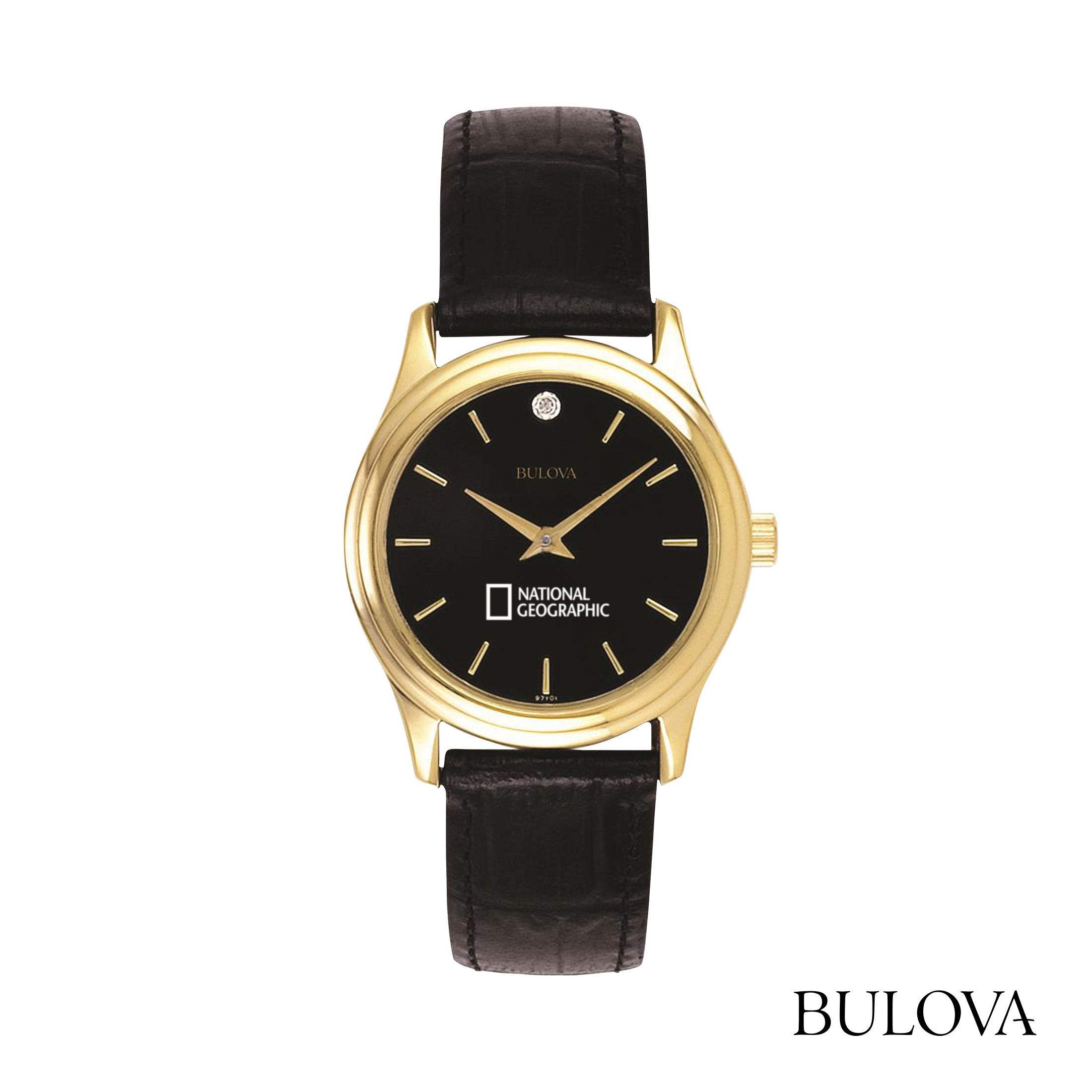 Bulova® Leather Strap Watch w/Diamond 4