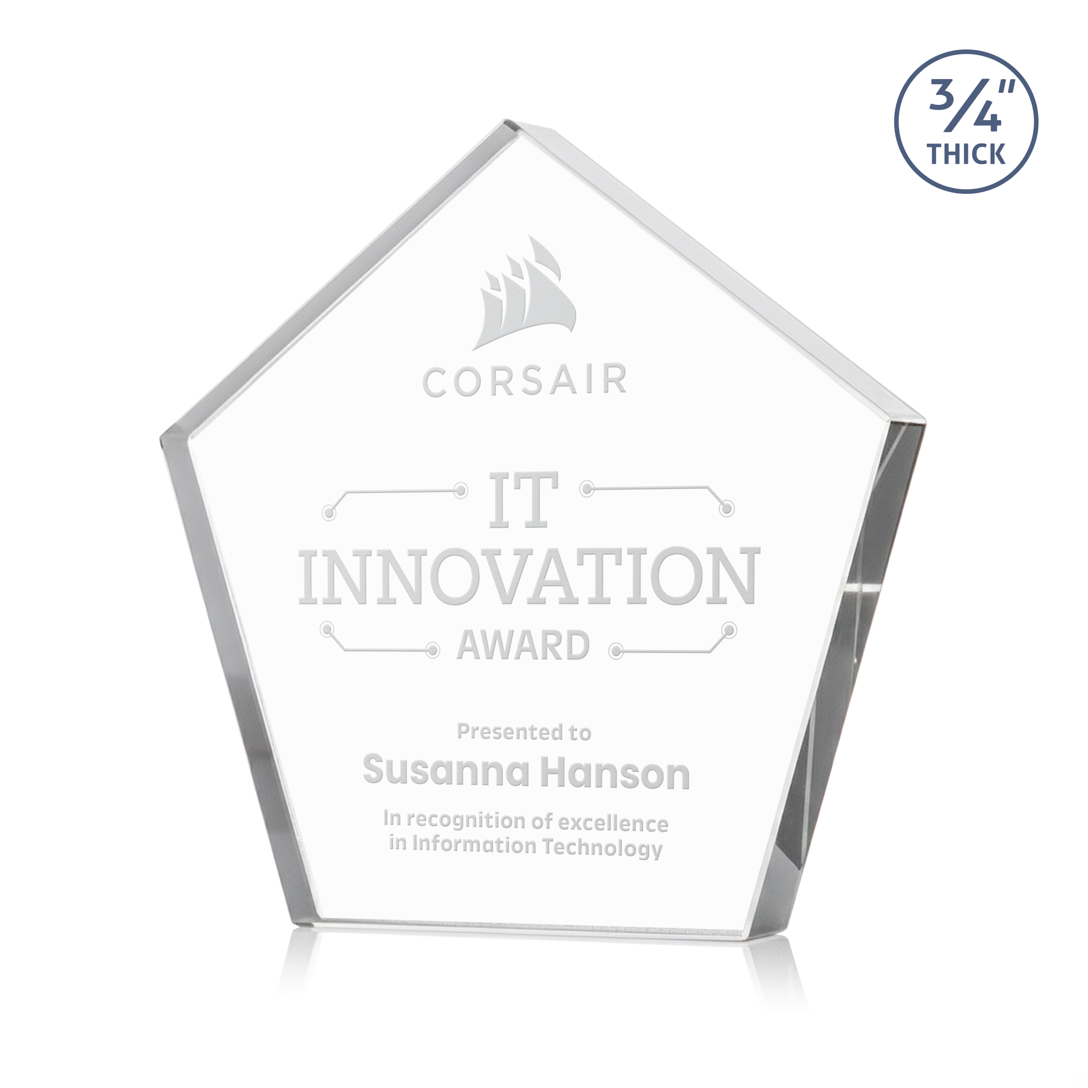 Deep Etch, Clear, 4.5" x 4.5" x 0.75"