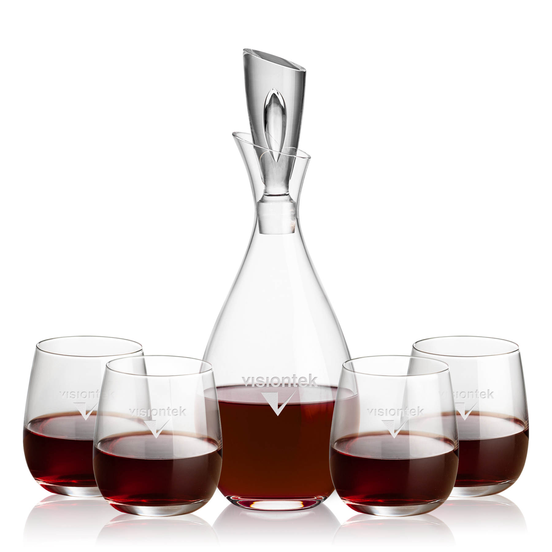 Carafe Stemless Set, Crestview Wine Set, Decanter & 4 Stemless