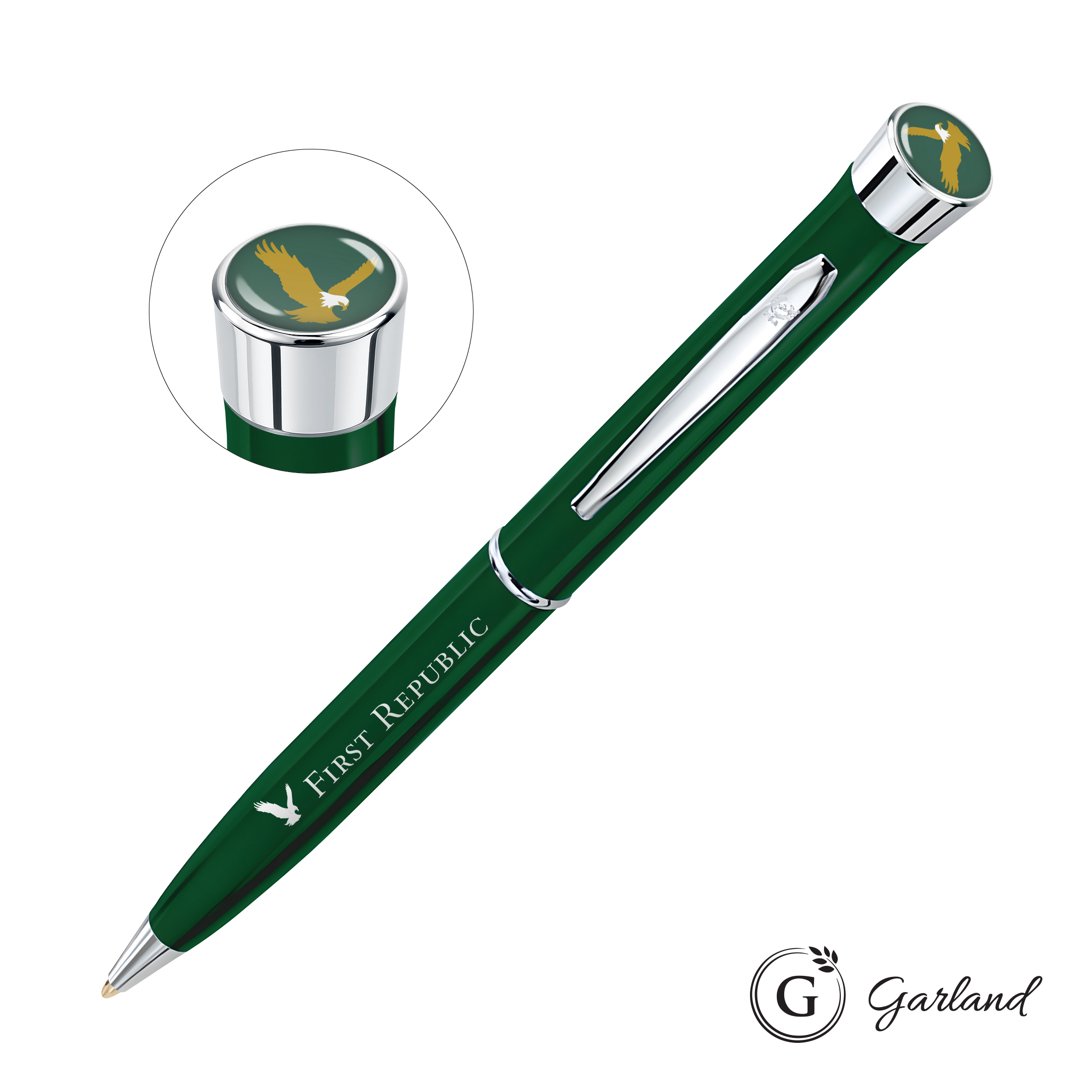 Custom, Ballpoint, Chrome, Green / Chrome