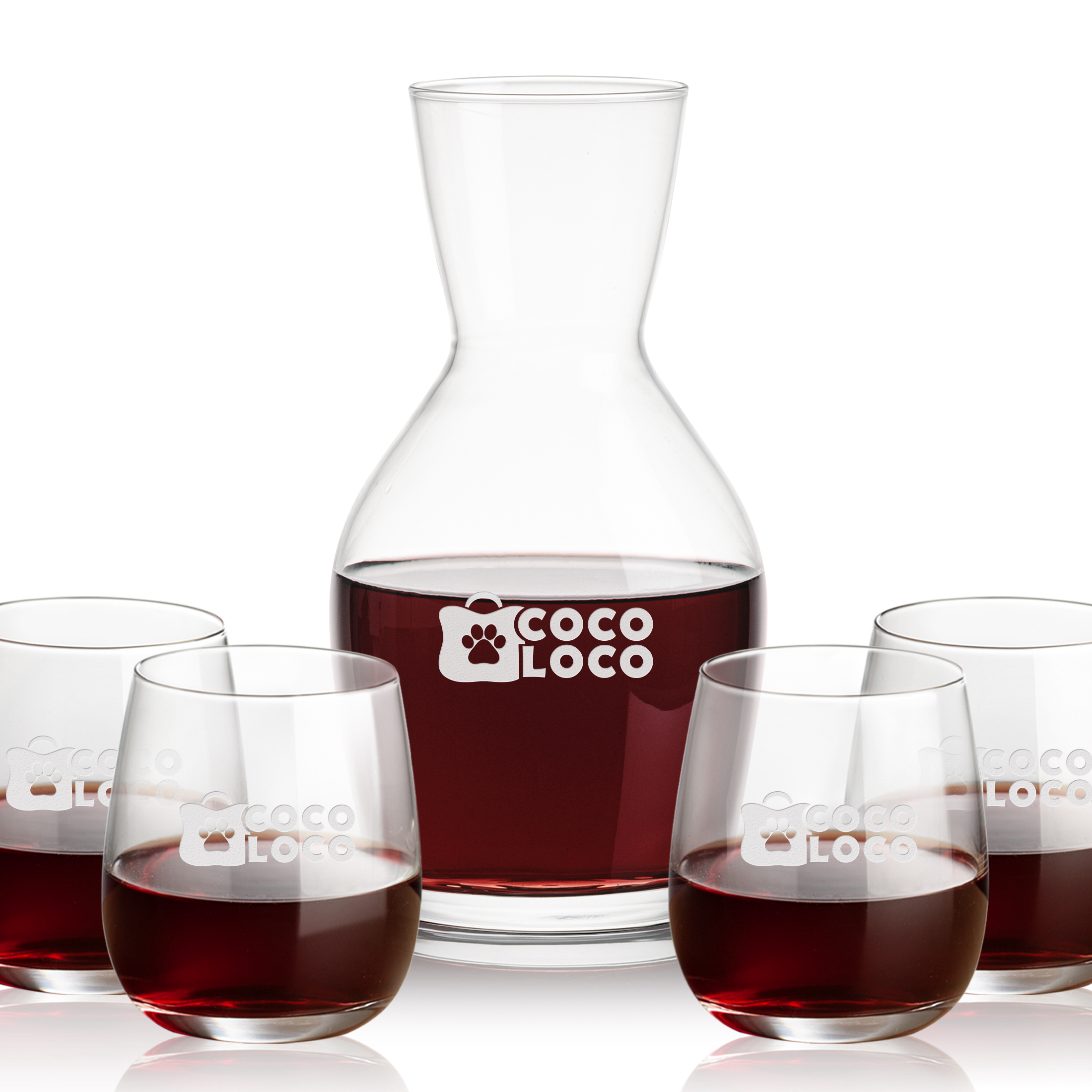 Carafe Stemless Set, Crestview Wine Set, Carafe & 4 Stemless