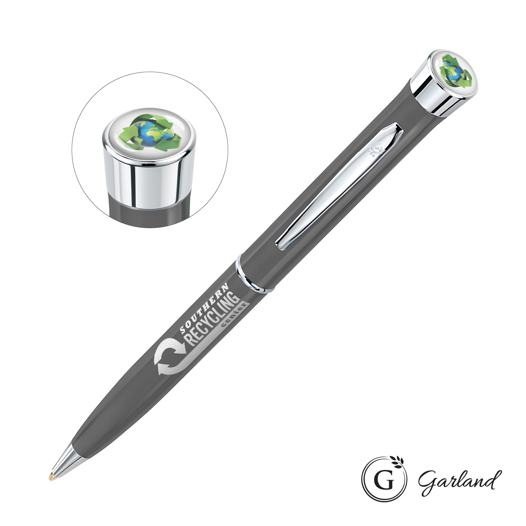 Custom, Ballpoint, Chrome, Grey with Chrome Band / Chrome