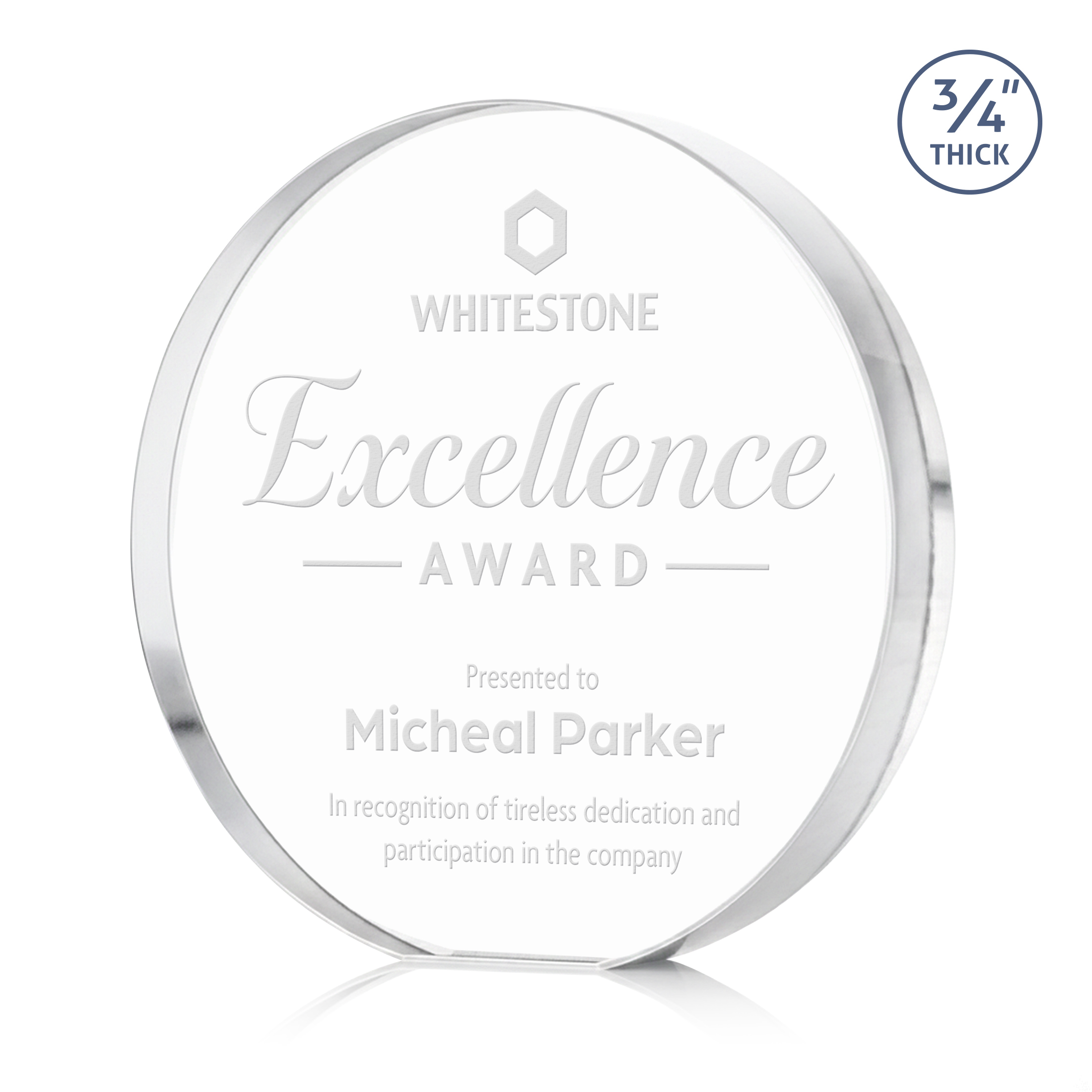 Deep Etch, Clear, 6" x 6" x 0.75"