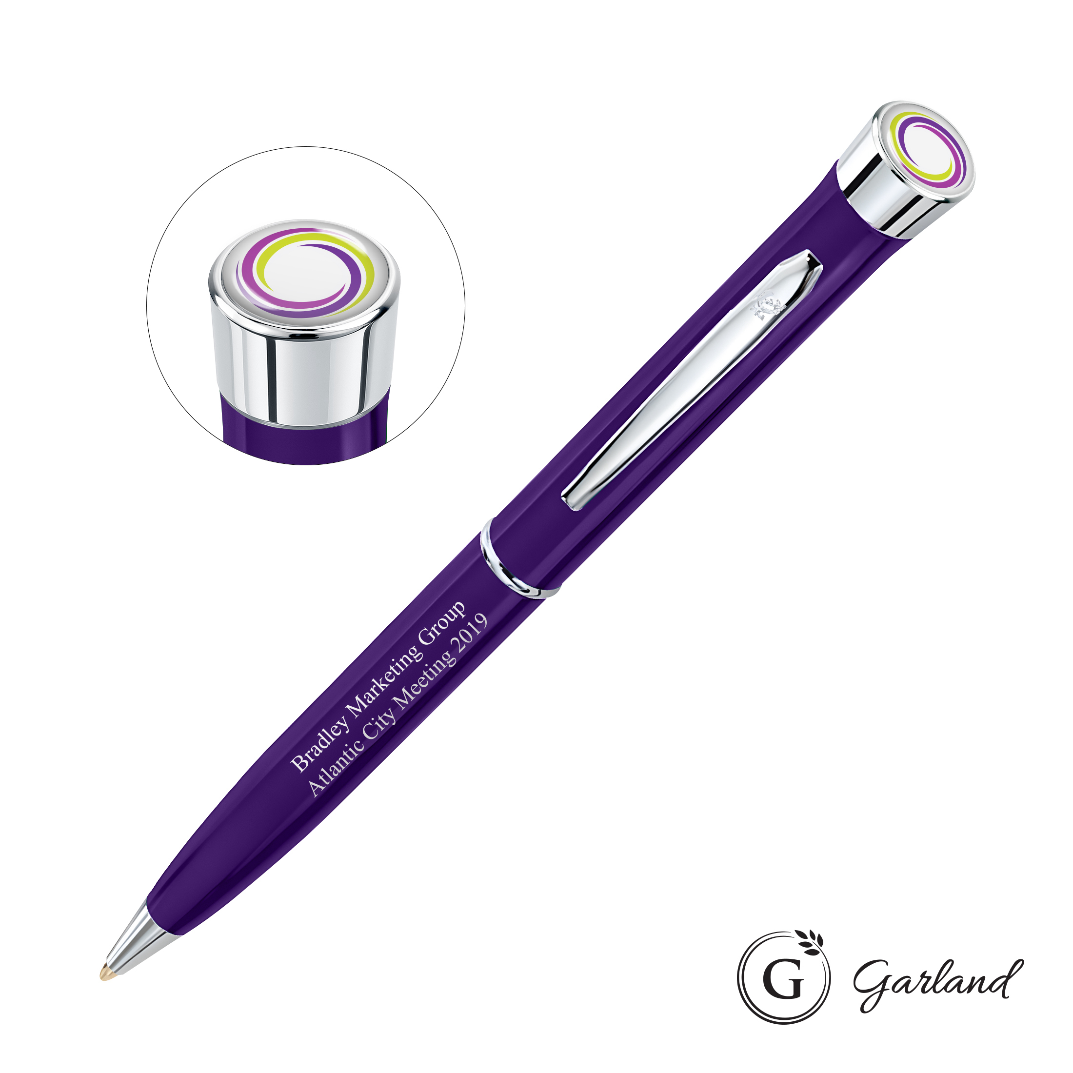 Custom, Ballpoint, Chrome, Purple / Chrome