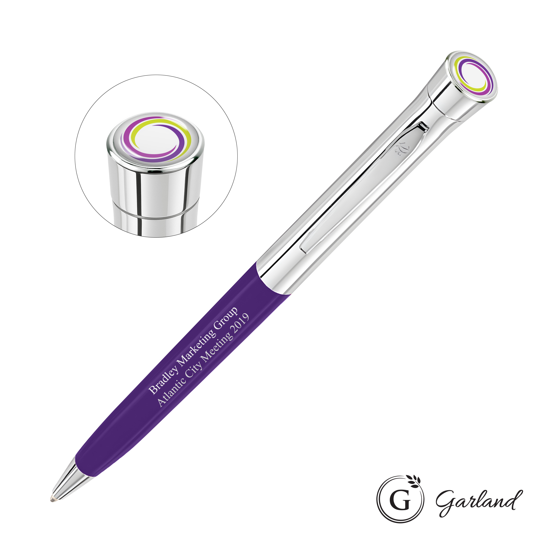 Custom, Ballpoint, Chrome, Purple / Chrome