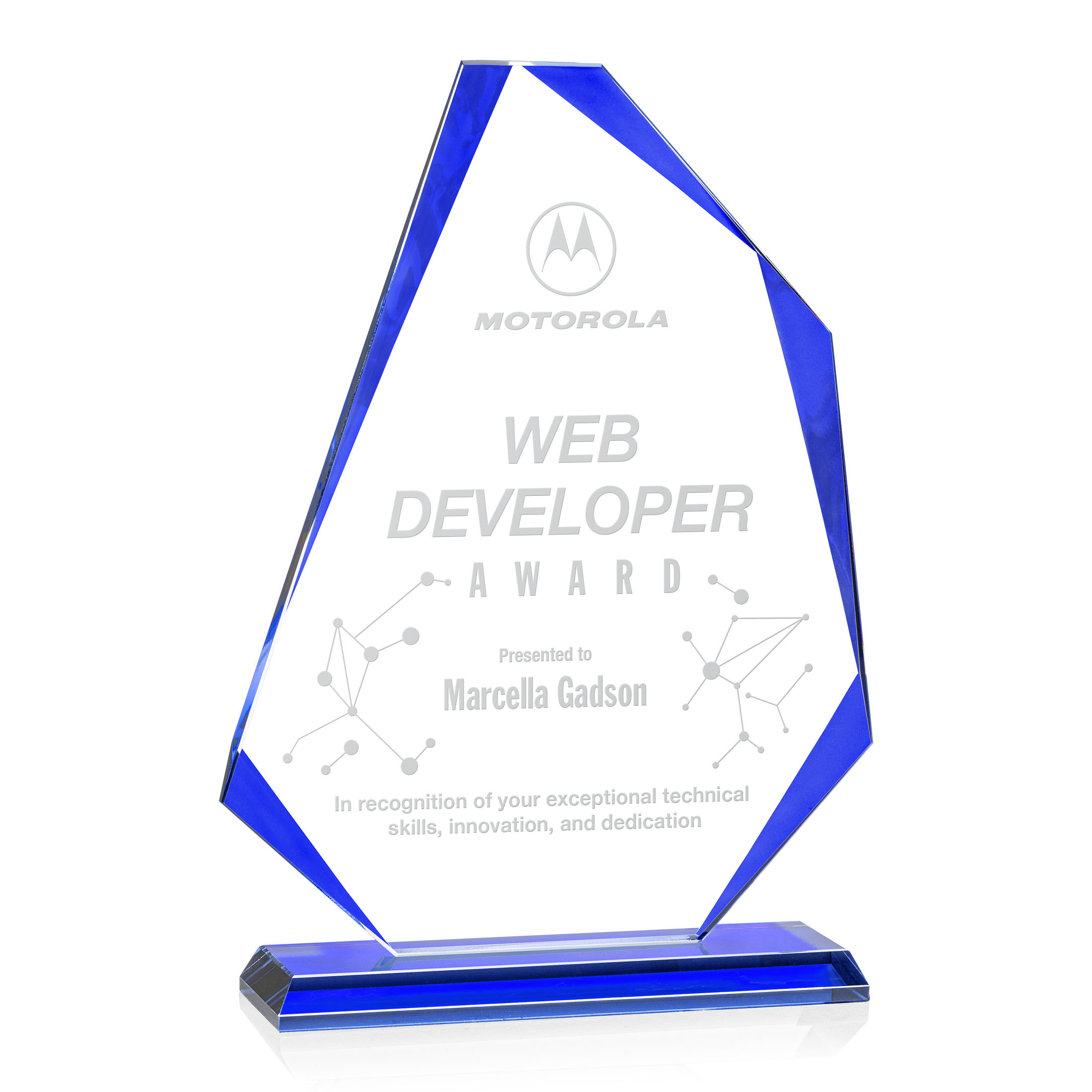 Deep Etch, Blue, 7.25" x 10" x 2"