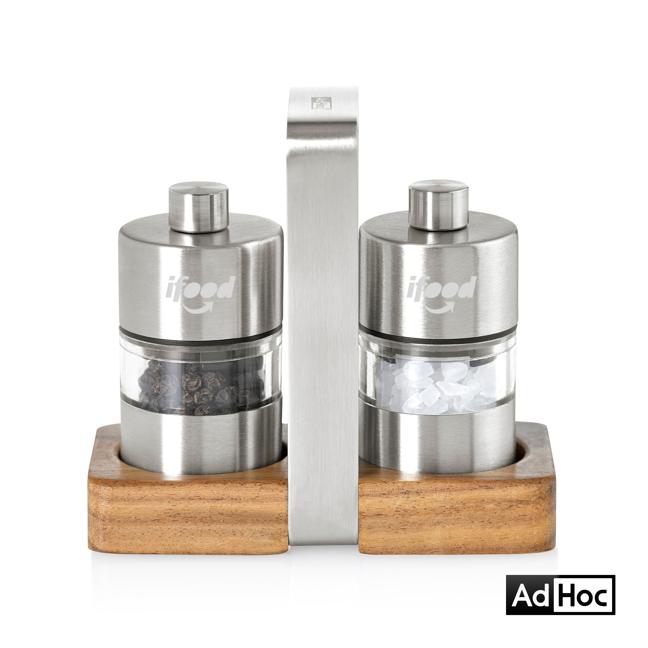 AdHoc® Menage Minimill S & P Mill Set w/Acacia Wood Base