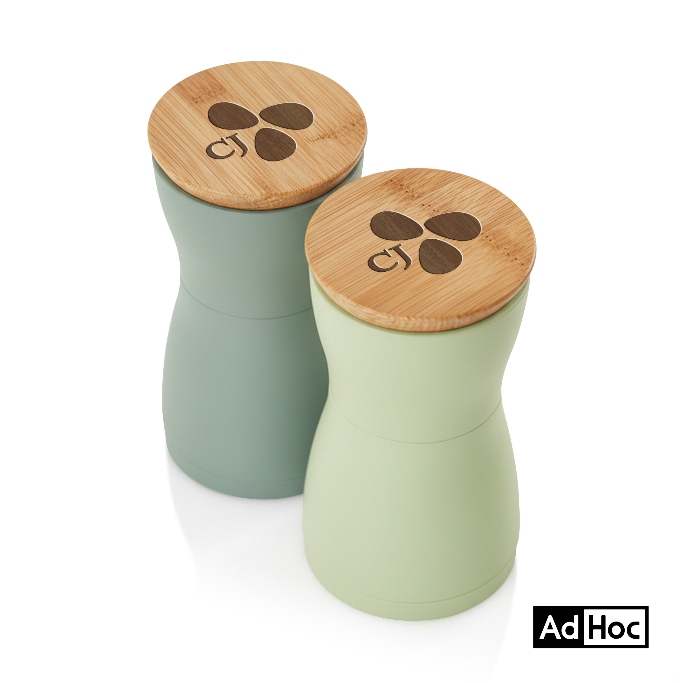 AdHoc® Twin Salt & Pepper Mill Set w/Oak Wood Lid