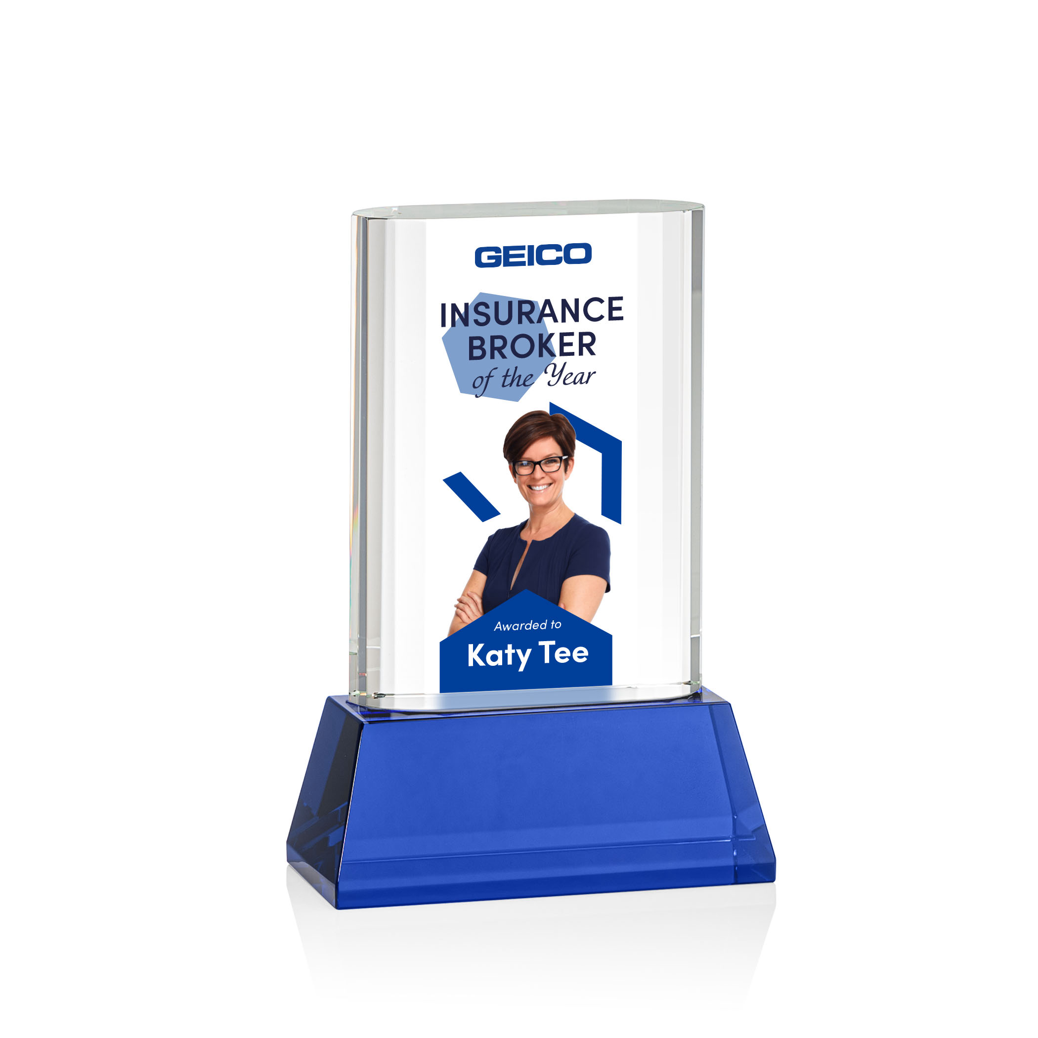 Merit VividPrint™ Award on Base - Blue 14