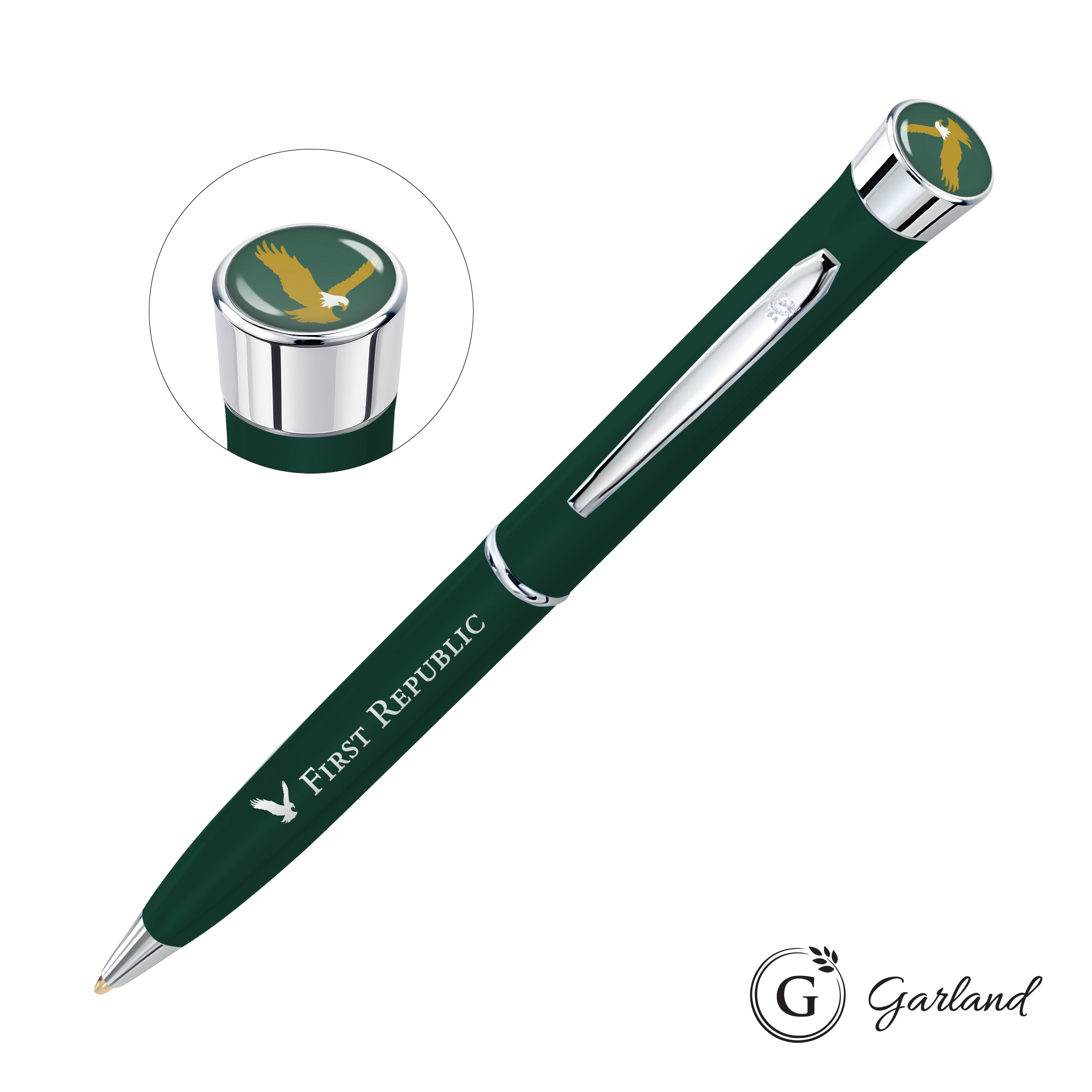 Custom, Ballpoint, Chrome, Matte Green / Chrome